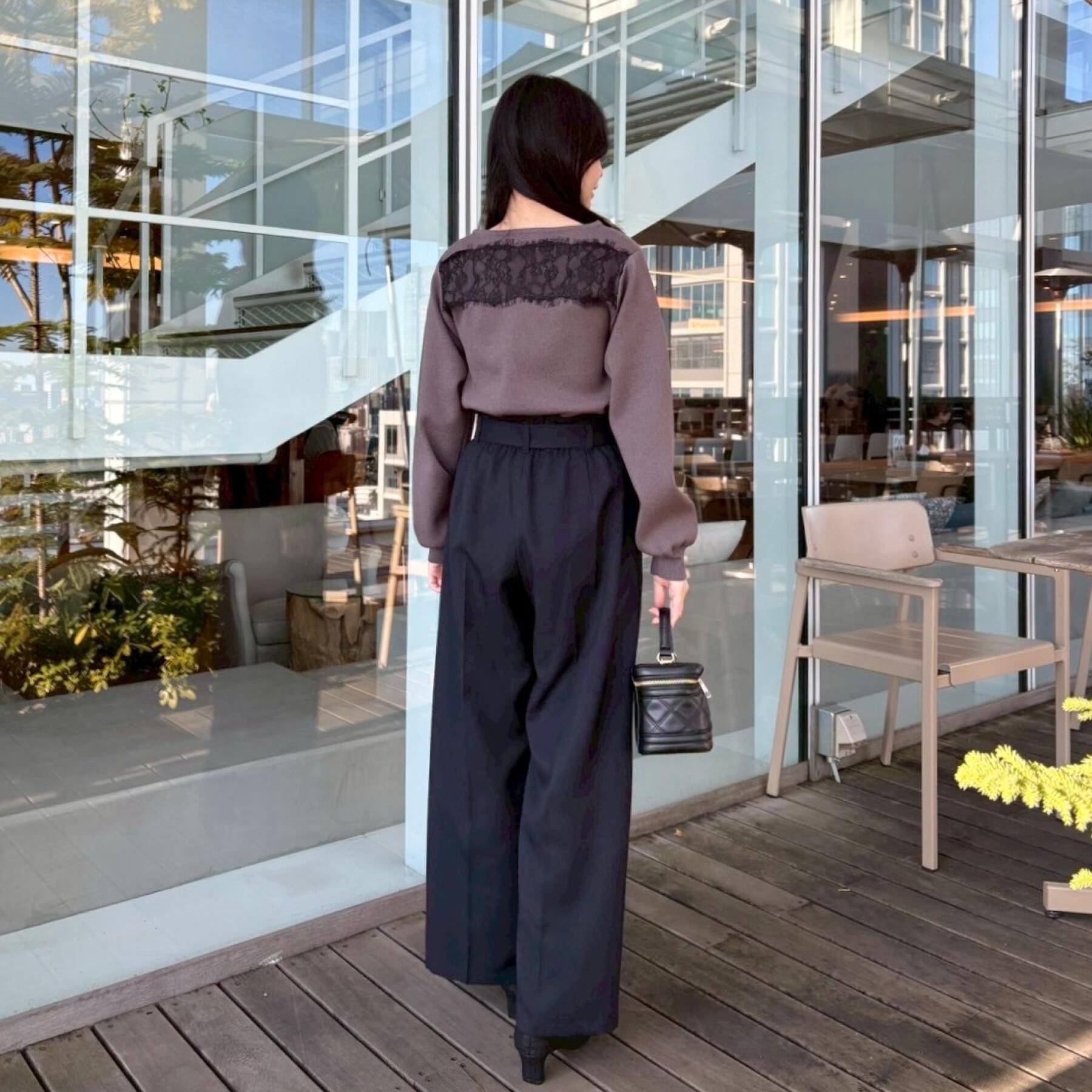 Couture broach「【洗える・通勤】ウエストリボン サスペンダー付きワイドパンツ」|その他|