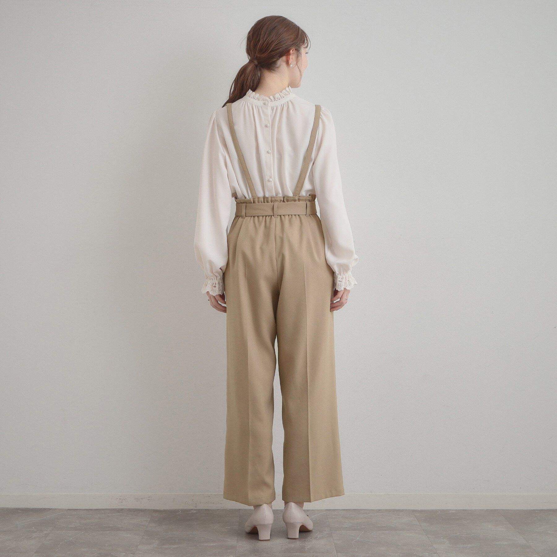 Couture broach「【洗える・通勤】ウエストリボン サスペンダー付きワイドパンツ」|その他|