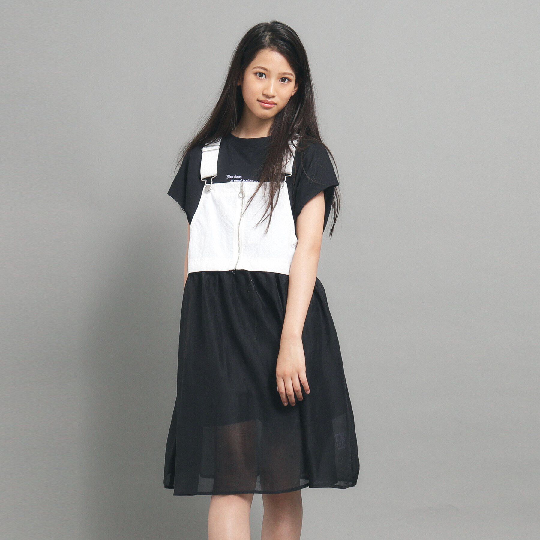 PINK-latte「チュール切り替えワンピース」|ジャンパースカート|