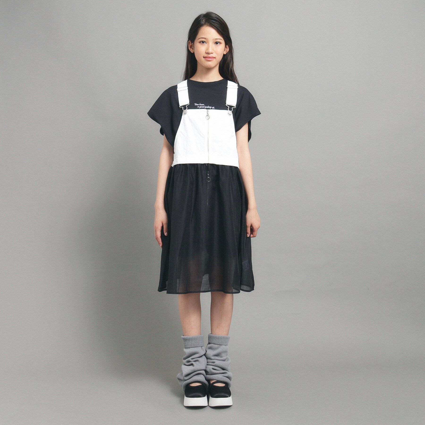 PINK-latte「チュール切り替えワンピース」|ジャンパースカート|