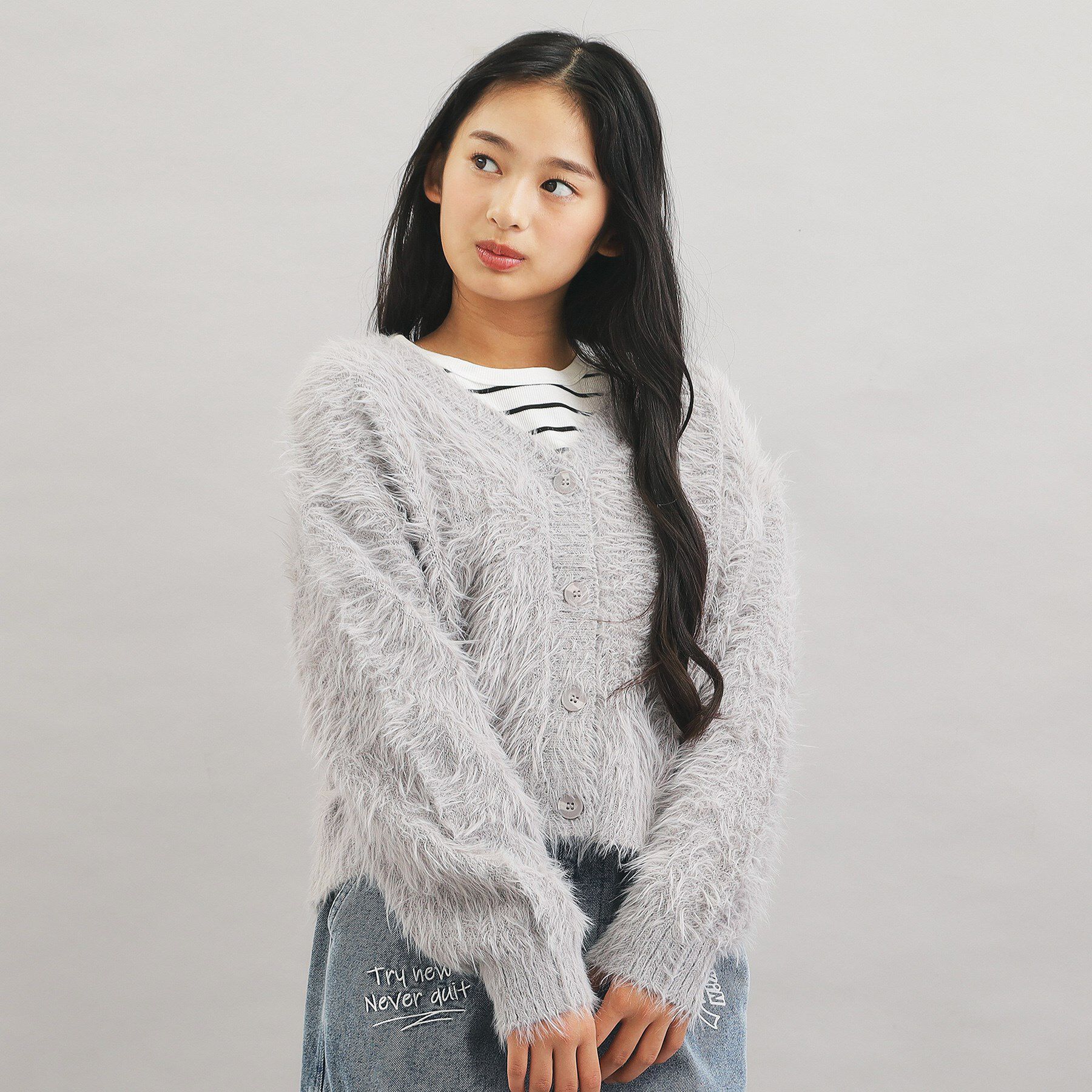 PINK-latte「ウォッシャブルロゴシャギーニットカーディガン」|カーディガン|