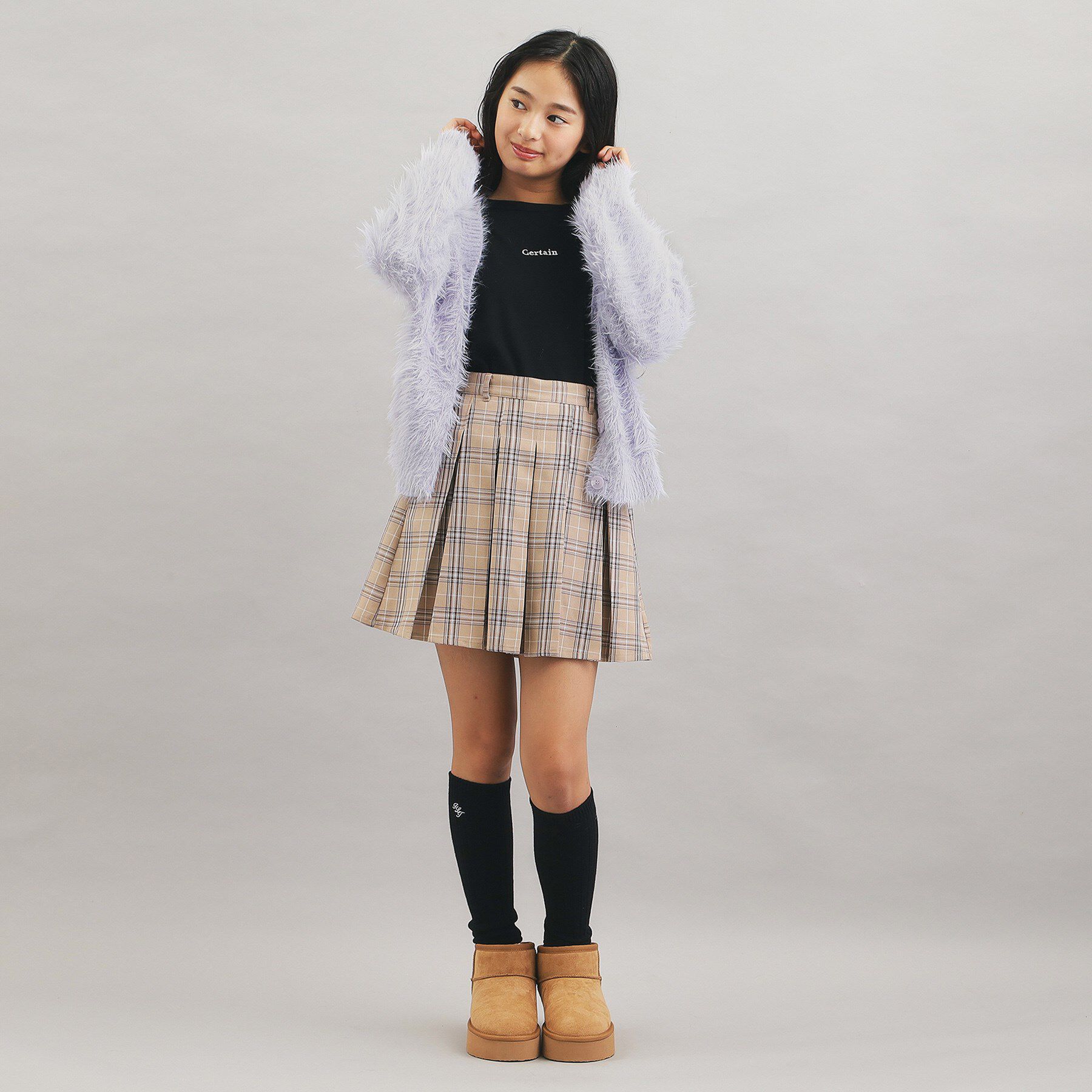 PINK-latte「ウォッシャブルロゴシャギーニットカーディガン」|カーディガン|