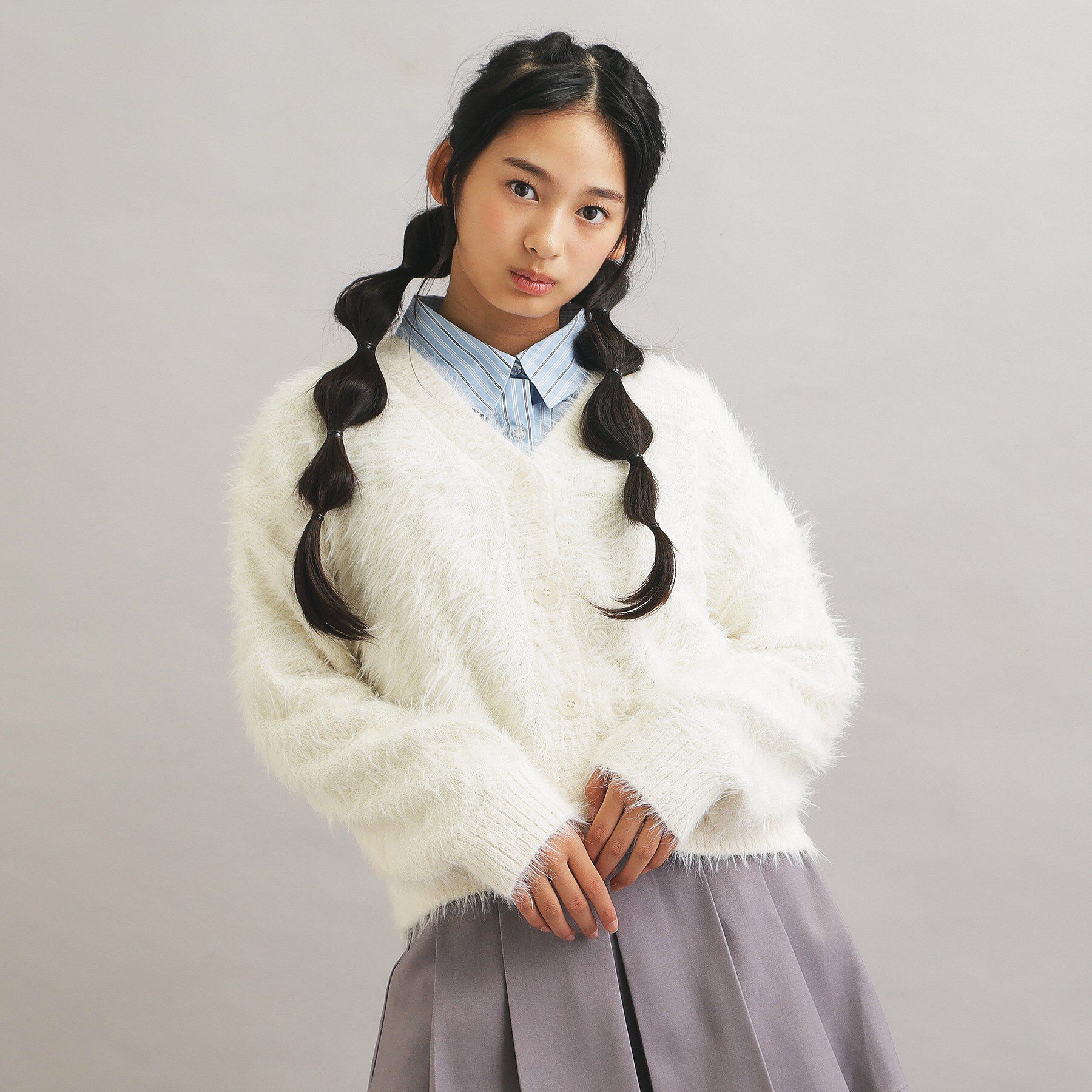 PINK-latte「ウォッシャブルロゴシャギーニットカーディガン」|カーディガン|