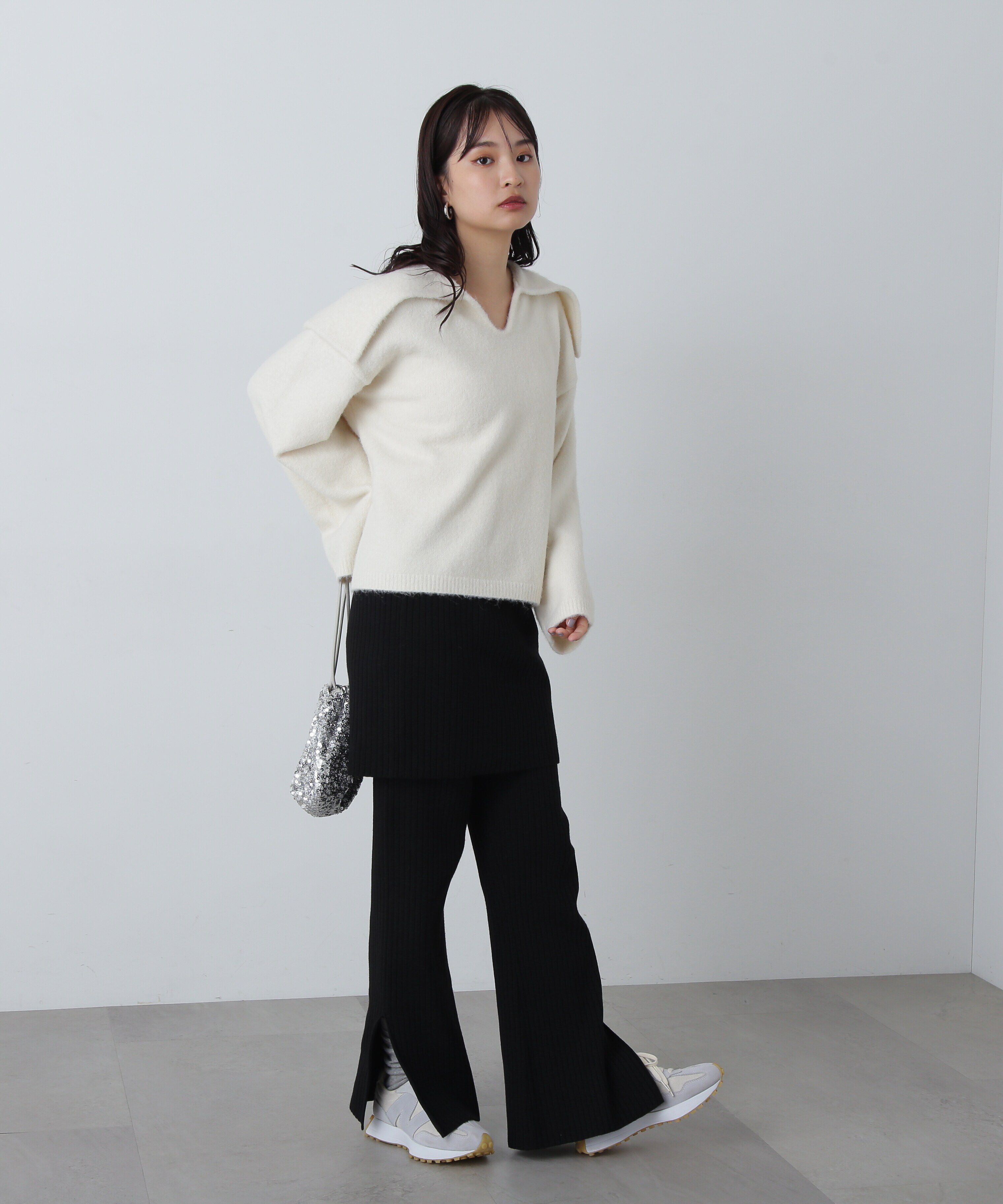  「ワイドリブニットスカートパンツセット」|その他|