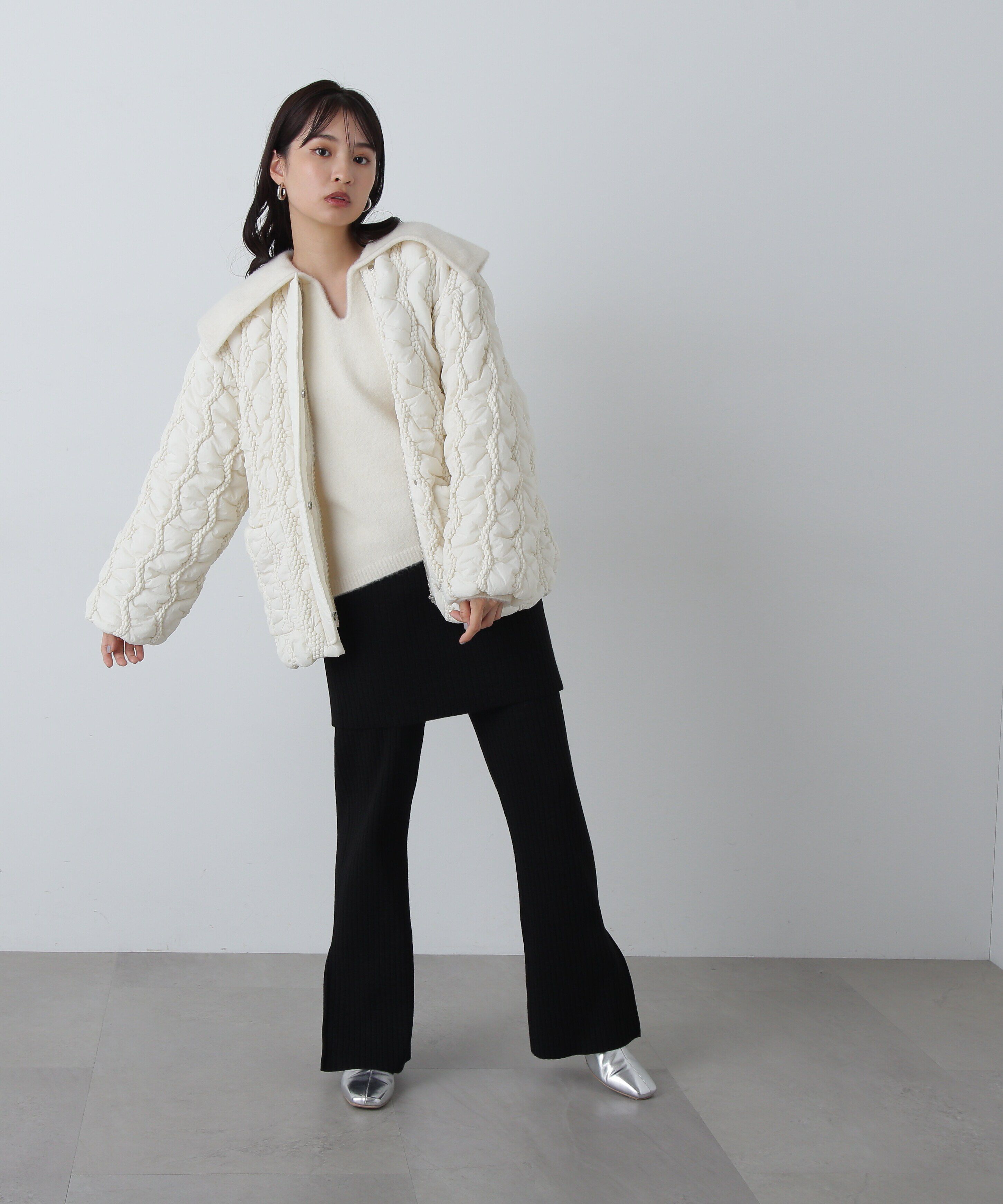  「ワイドリブニットスカートパンツセット」|その他|