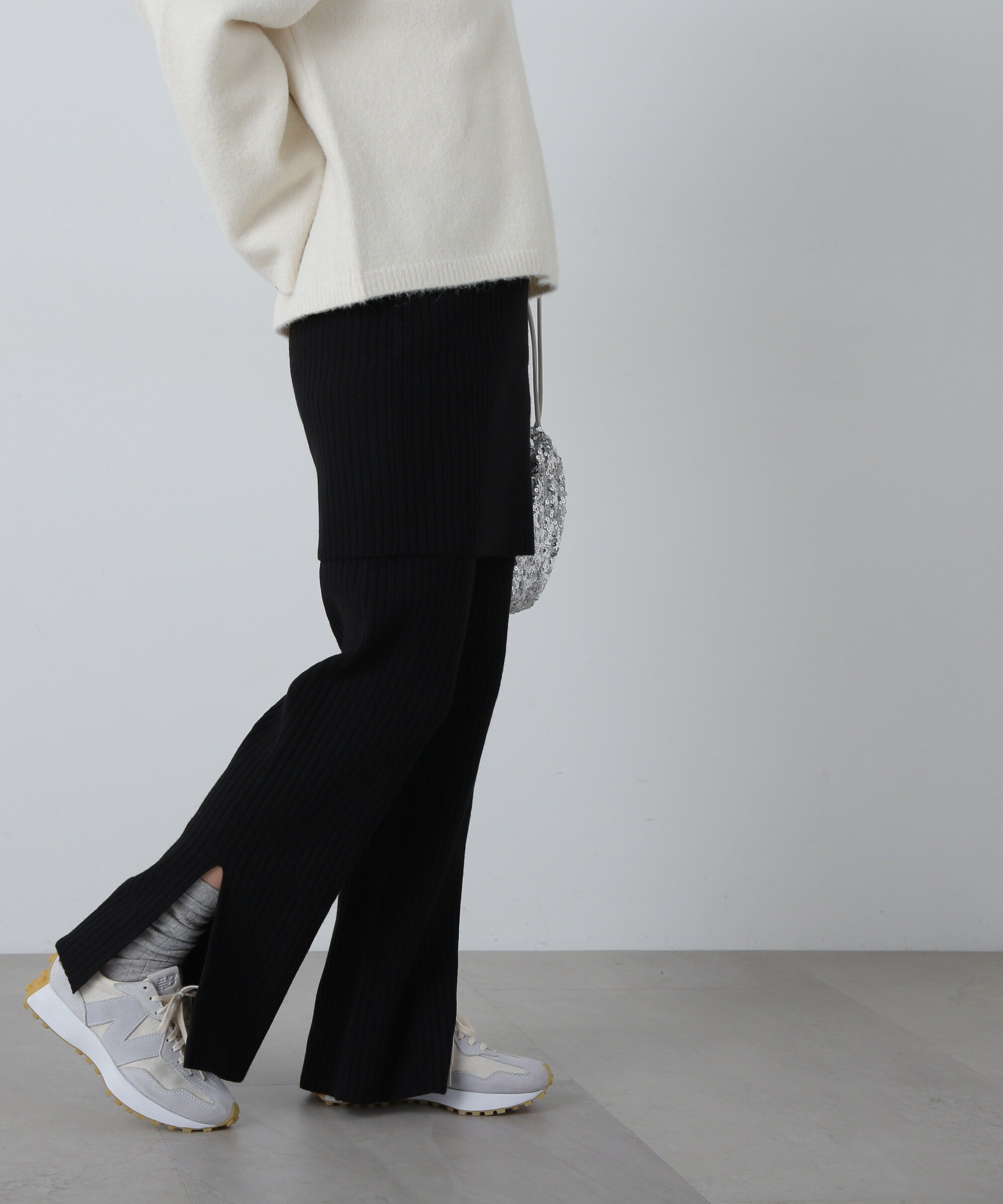  「ワイドリブニットスカートパンツセット」|その他|