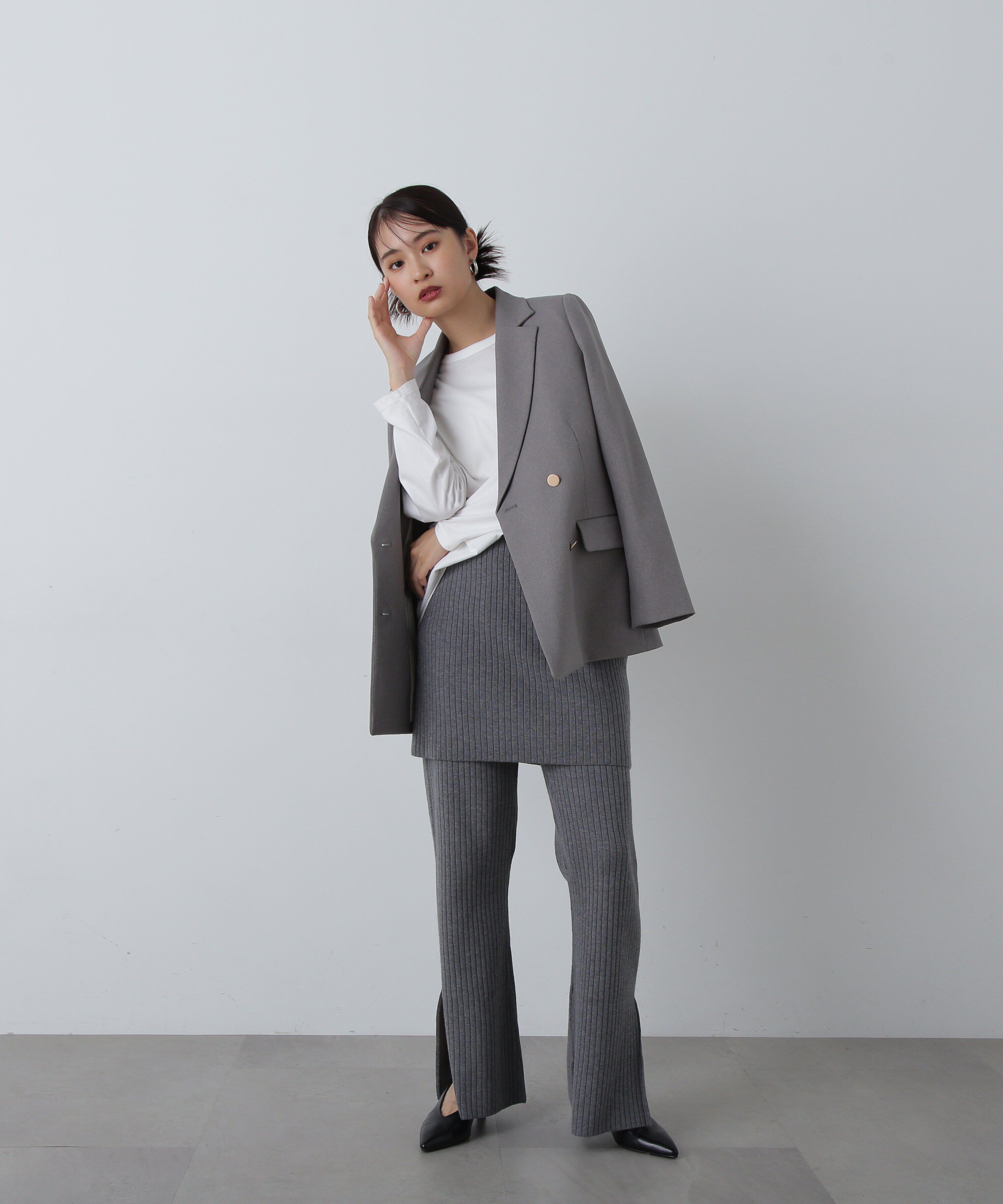  「ワイドリブニットスカートパンツセット」|その他|