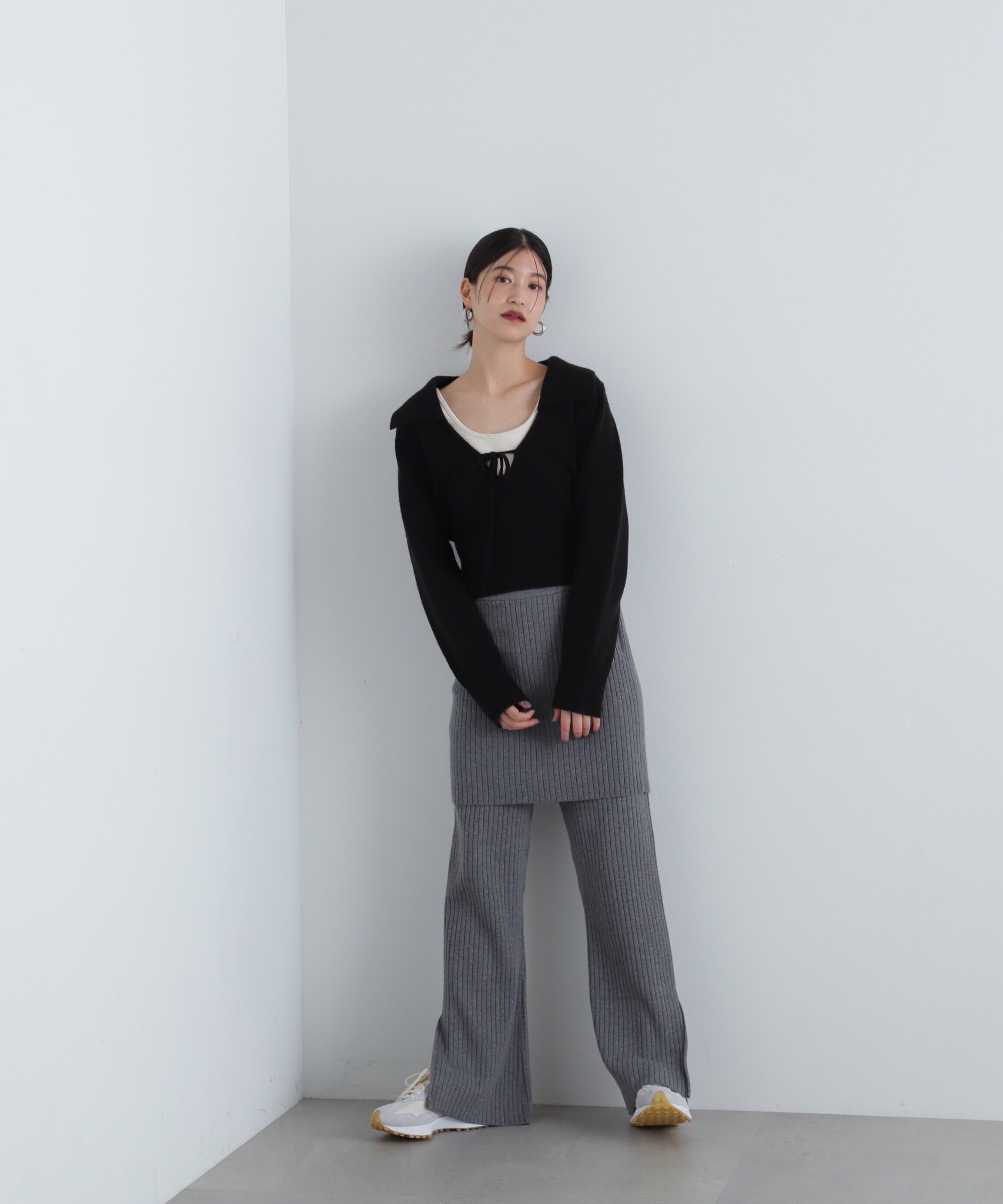  「ワイドリブニットスカートパンツセット」|その他|