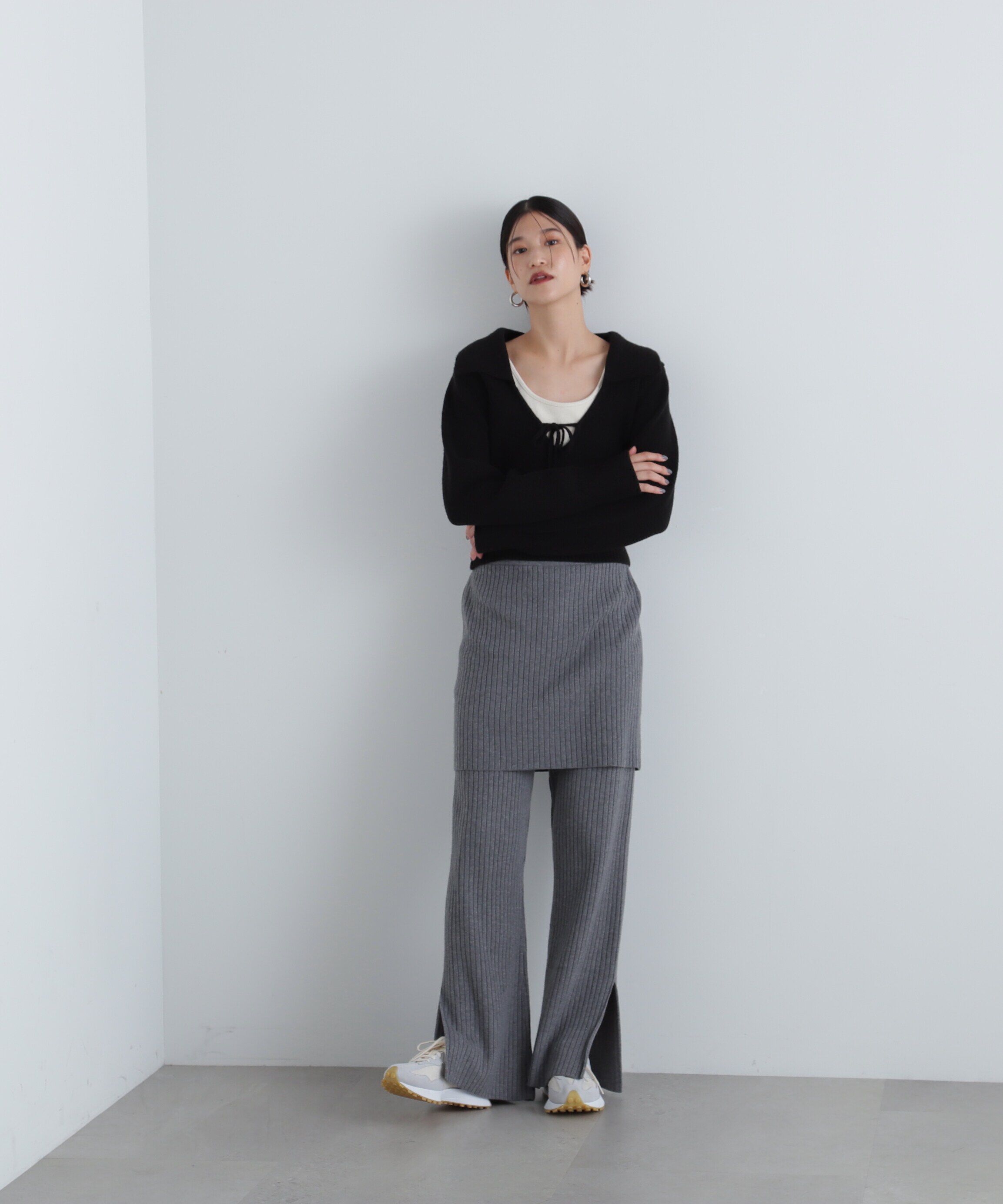  「ワイドリブニットスカートパンツセット」|その他|