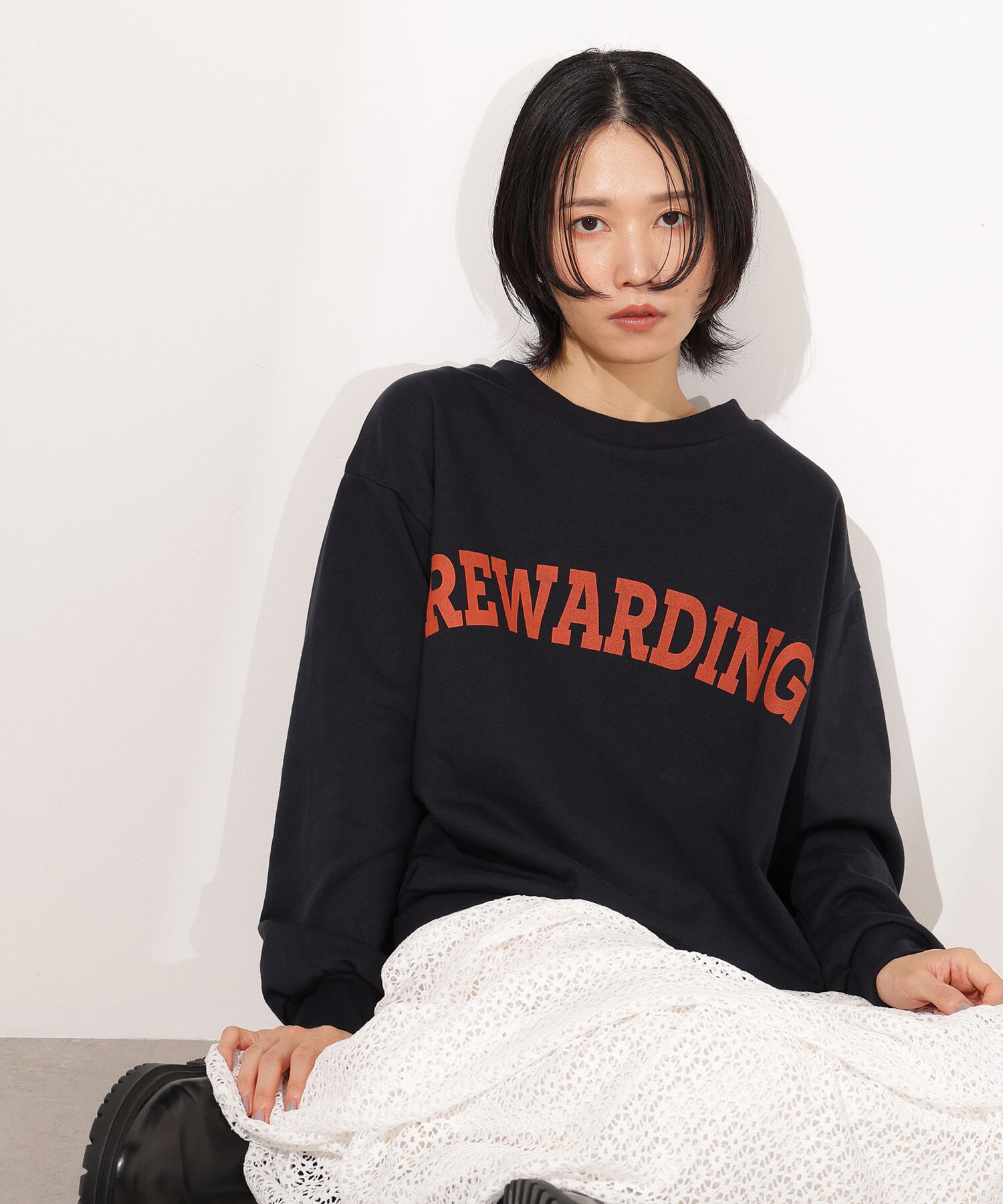  「カレッジロゴスウェット」|Tシャツ・カットソー|ネイビー