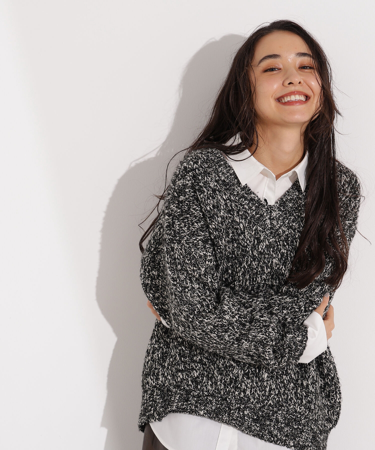  「メランジVネックニット」|ニット・セーター|