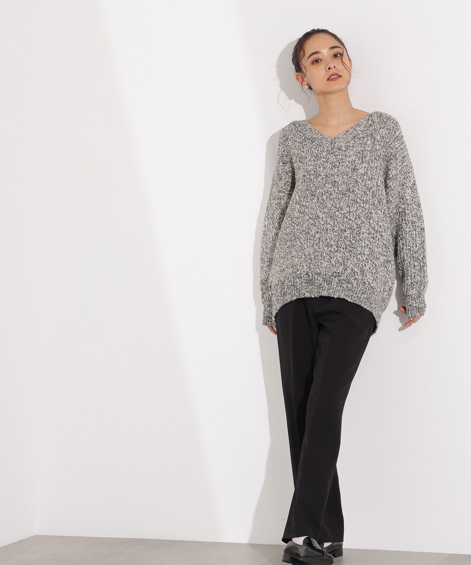  「メランジVネックニット」|ニット・セーター|