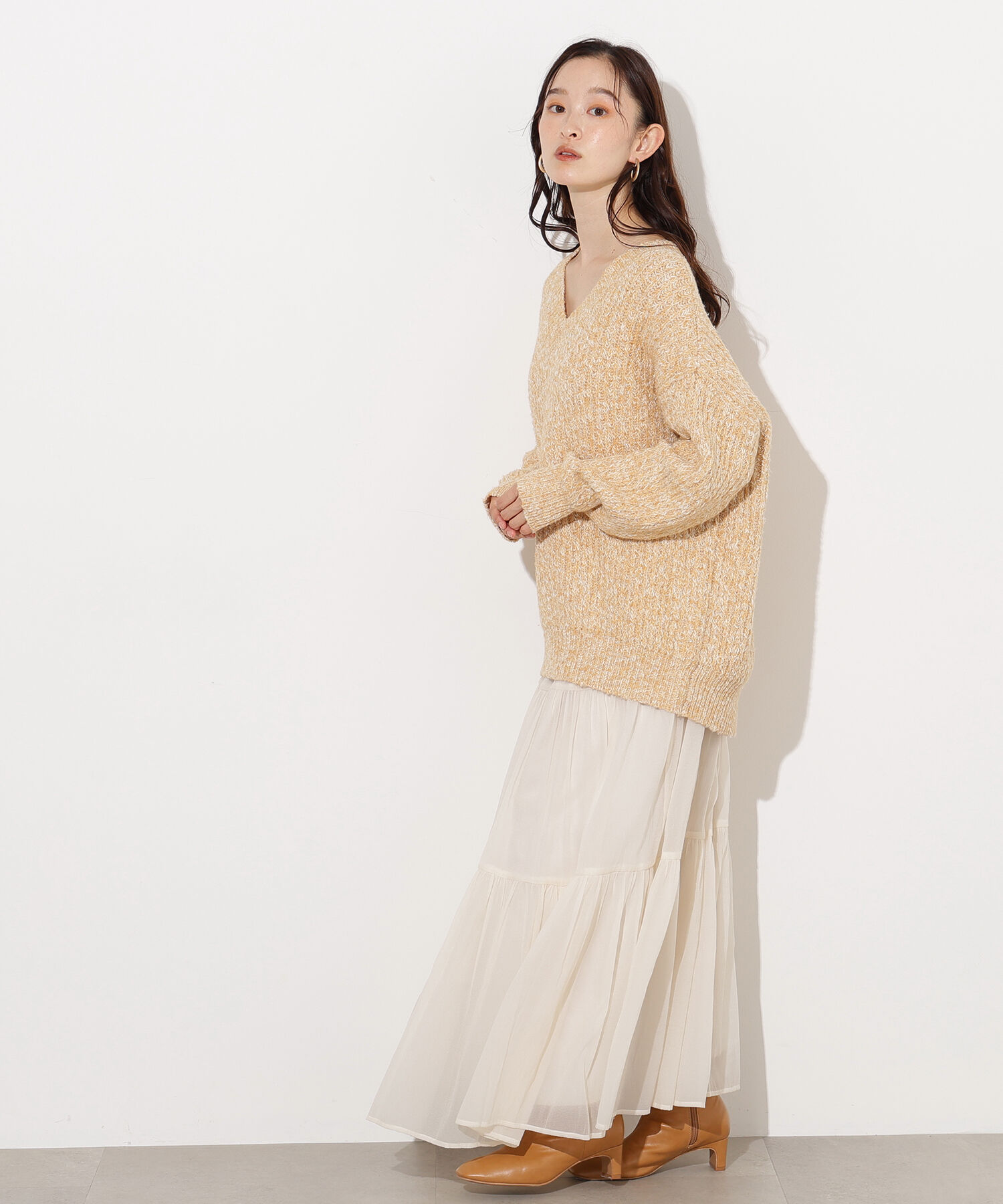  「メランジVネックニット」|ニット・セーター|