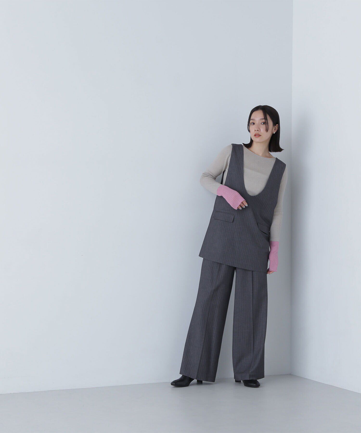  「Uネックチュニック＆ワイドパンツ」|ワンピース|