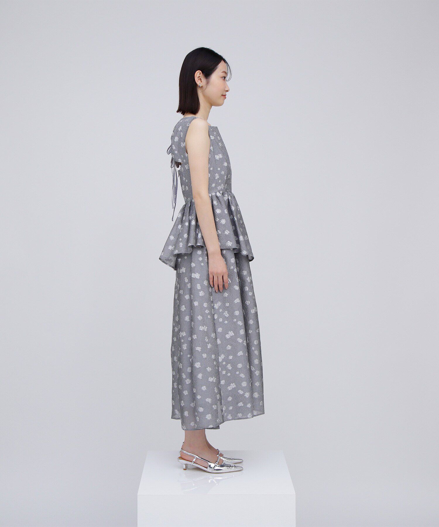  「アシンメトリーフリルジャガードワンピース」|ワンピース|