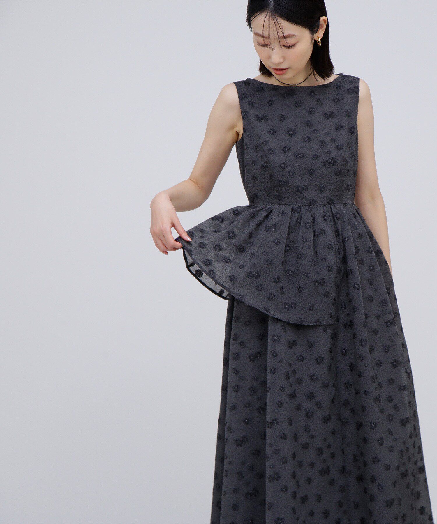  「アシンメトリーフリルジャガードワンピース」|ワンピース|