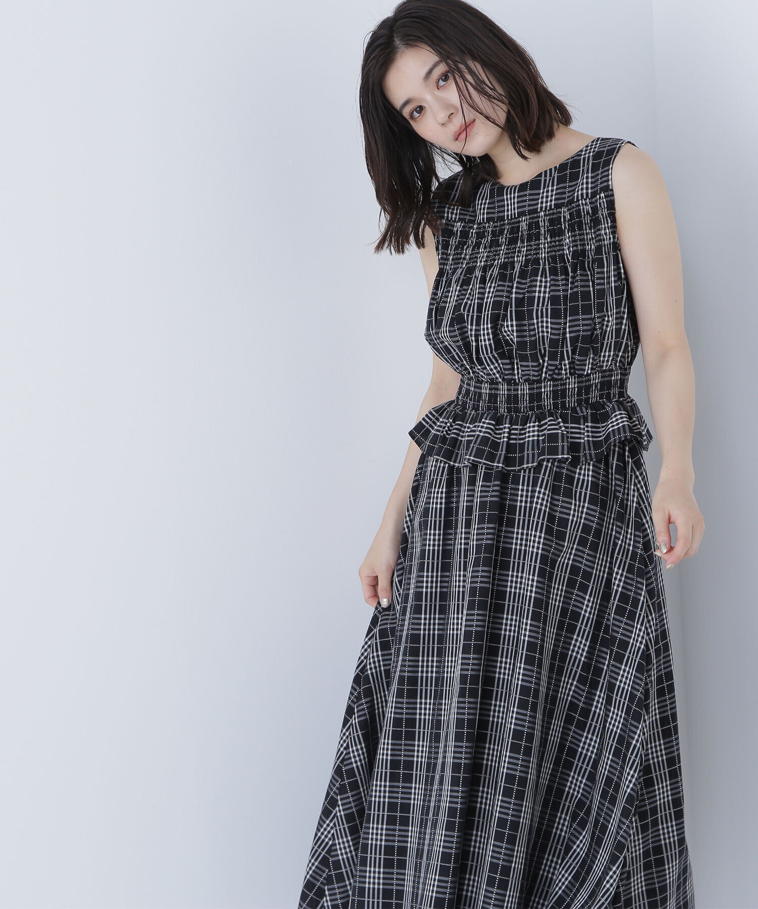  「モノトーンチェックワンピース」|ワンピース|クロベース2