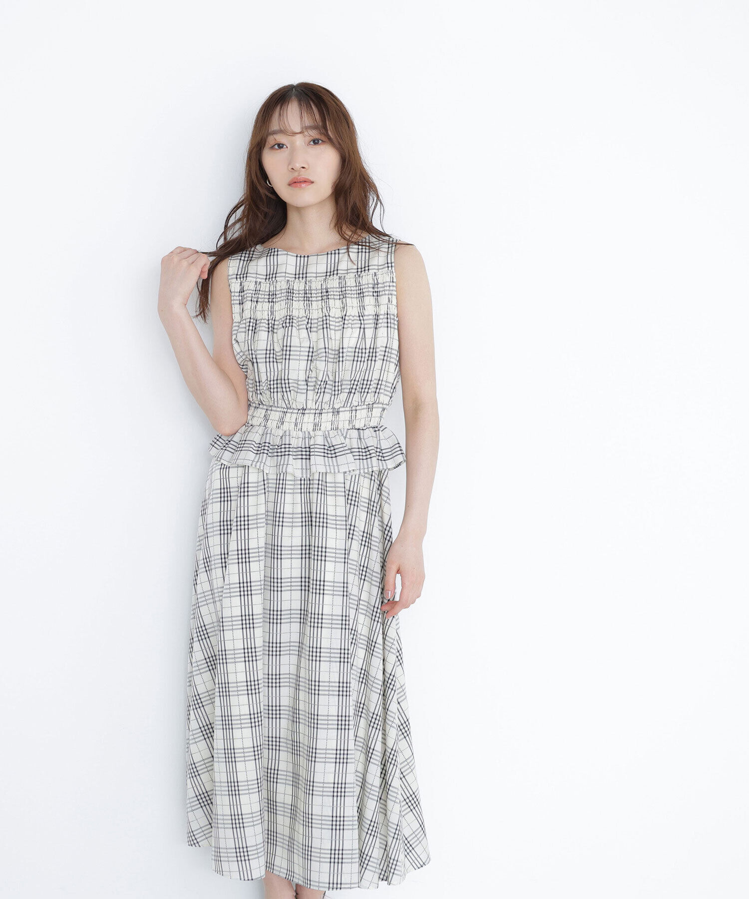  「モノトーンチェックワンピース」|ワンピース|