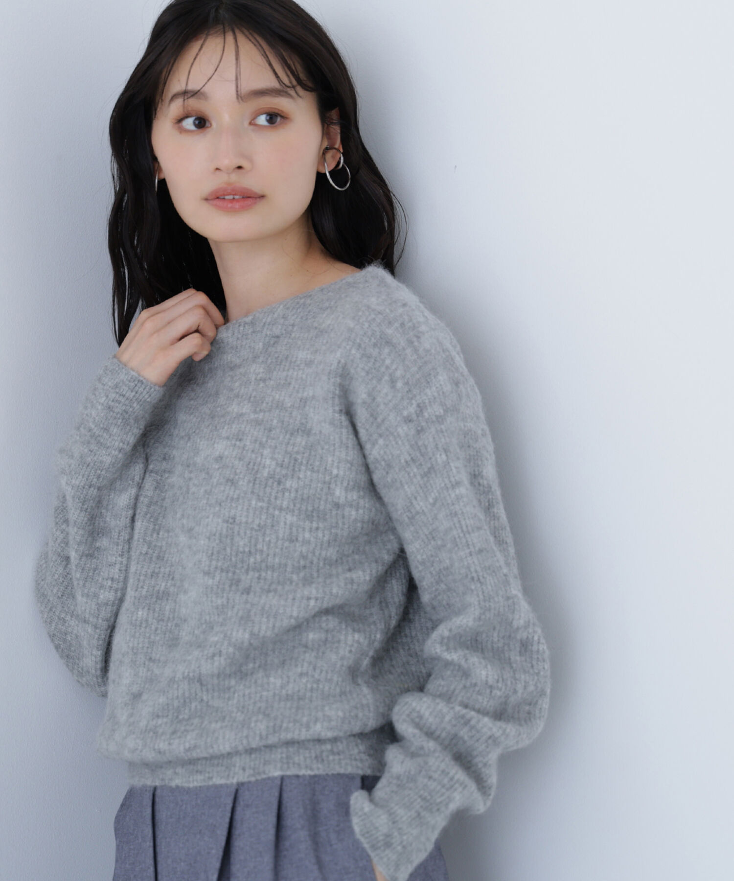  「アルパカ混クルーネックニット」|ニット・セーター|