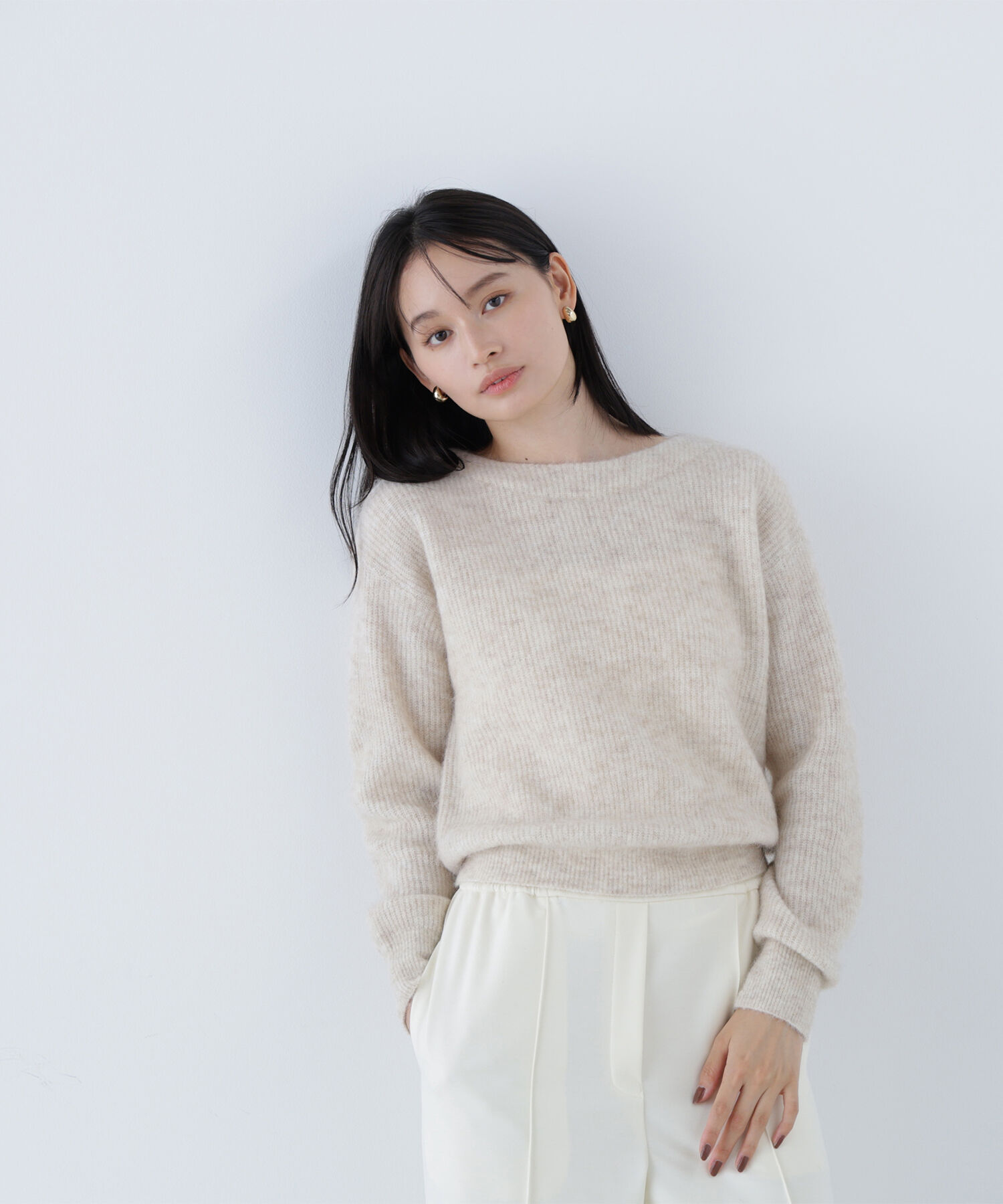  「アルパカ混クルーネックニット」|ニット・セーター|