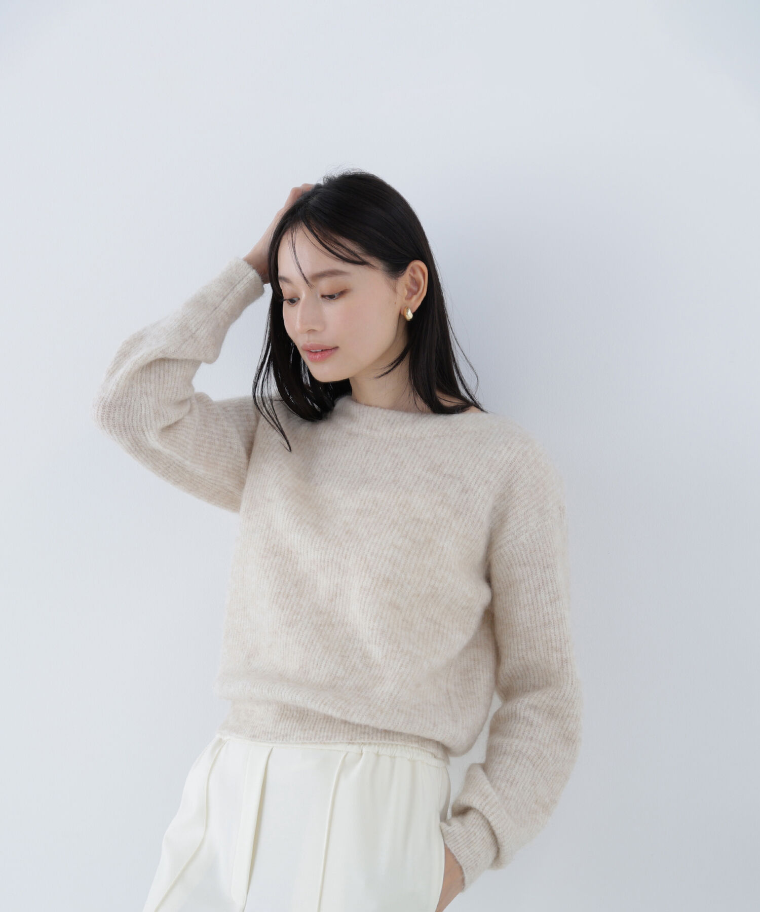  「アルパカ混クルーネックニット」|ニット・セーター|