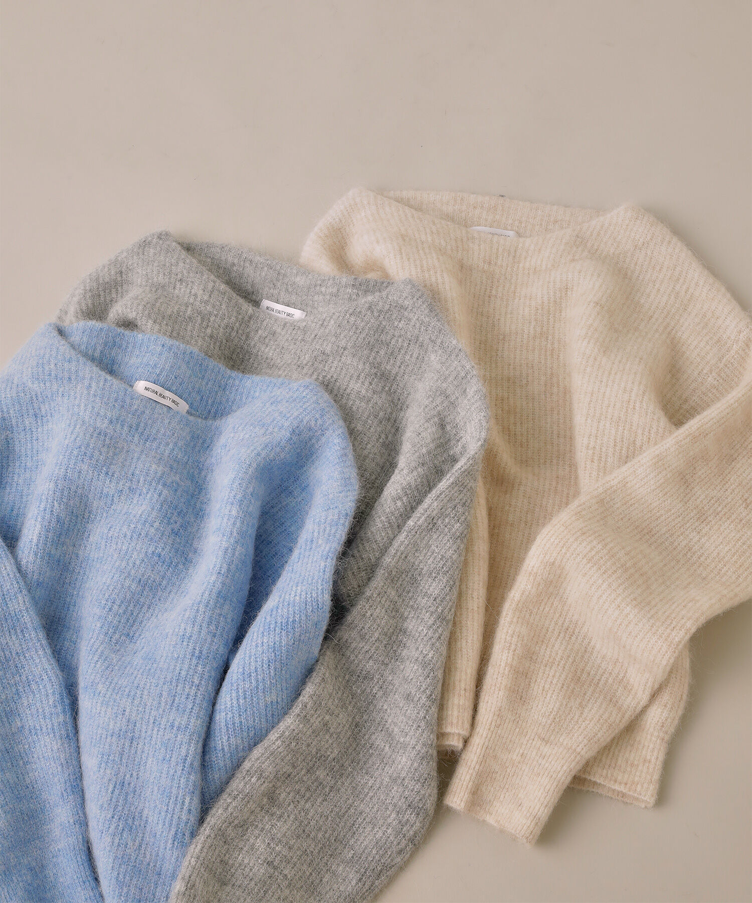  「アルパカ混クルーネックニット」|ニット・セーター|ブルー