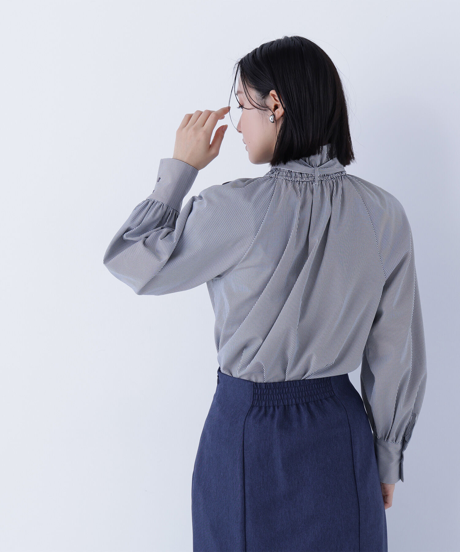  「ハイネックリボンボウブラウス」|シャツ・ブラウス|