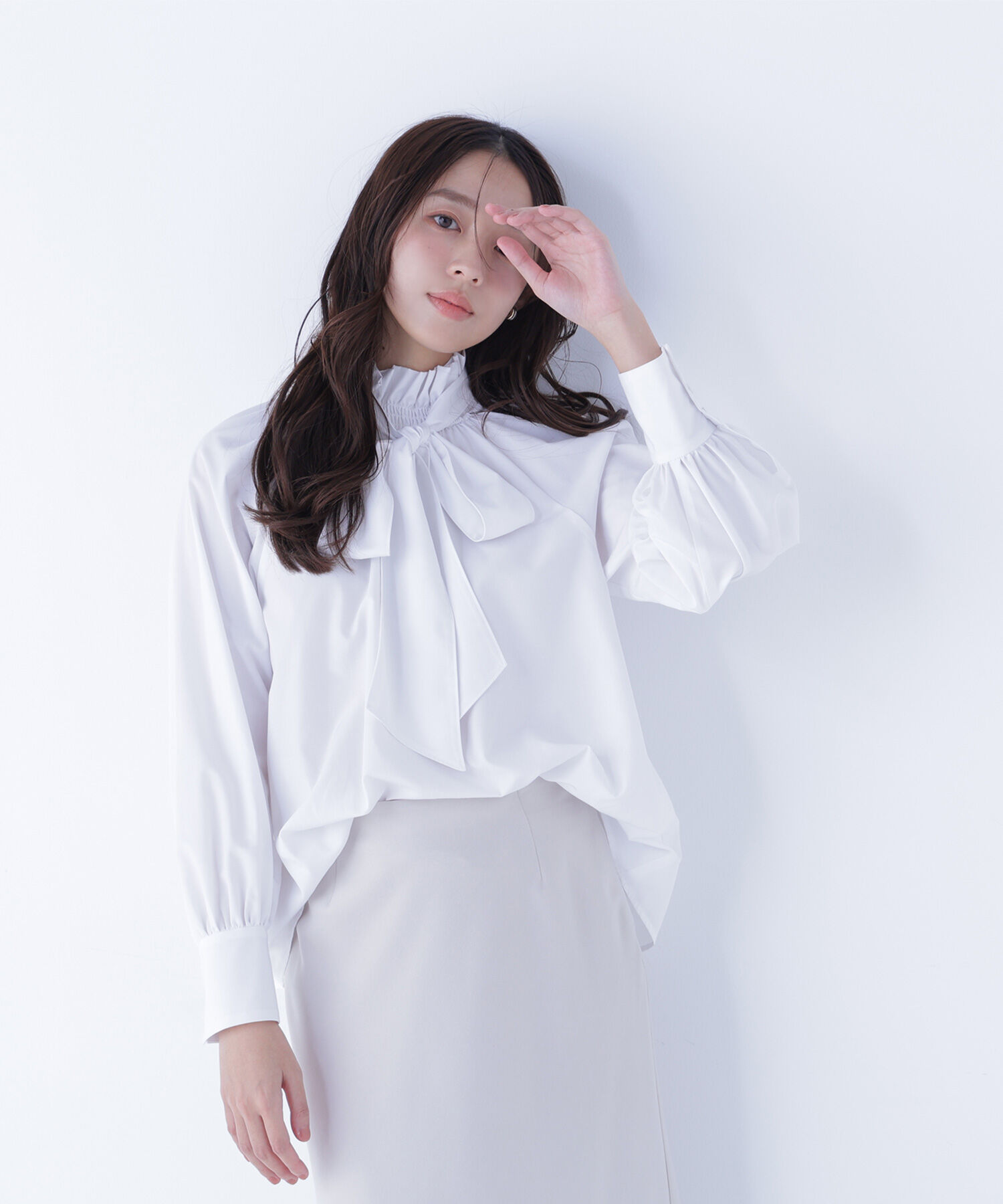  「ハイネックリボンボウブラウス」|シャツ・ブラウス|