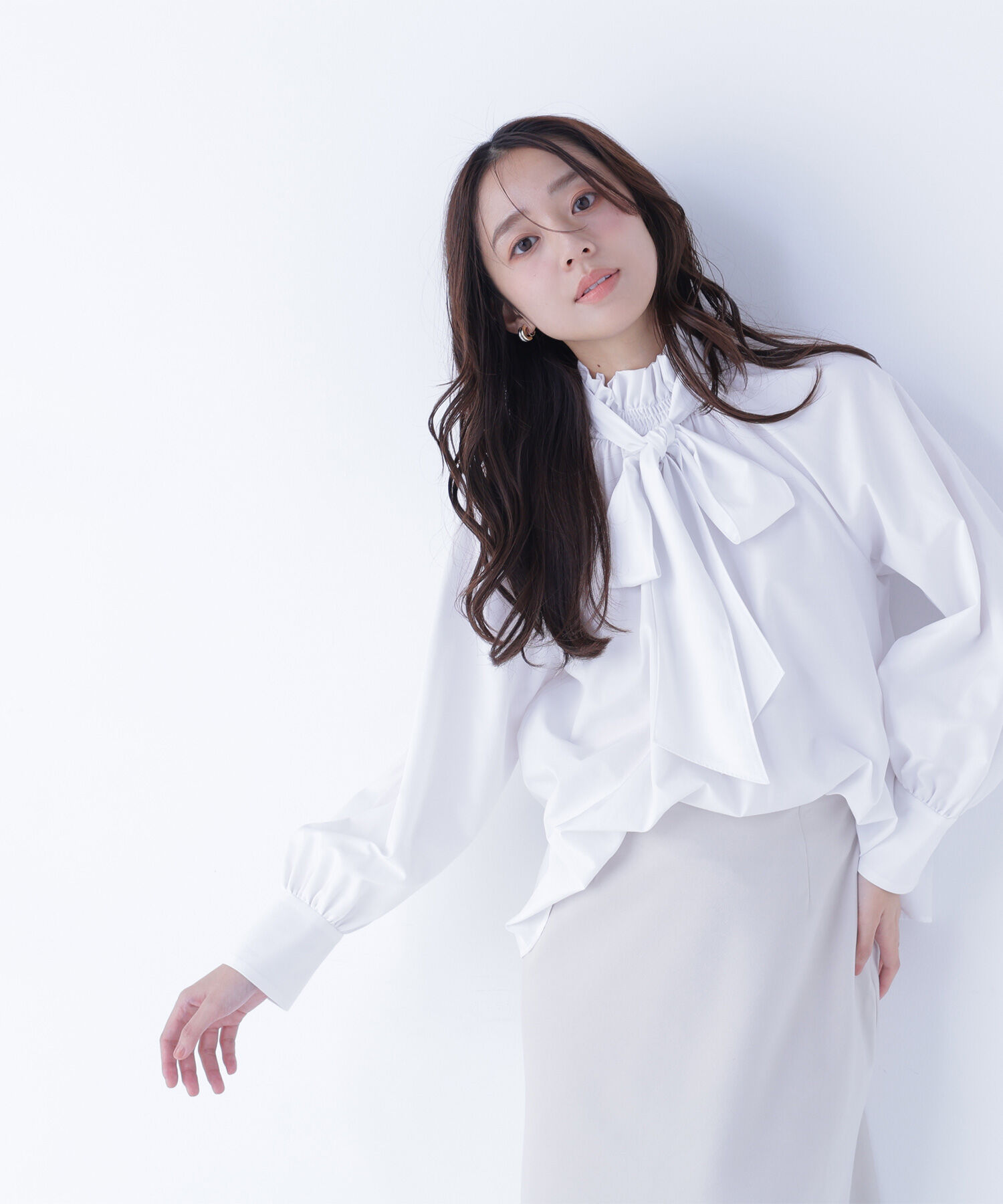  「ハイネックリボンボウブラウス」|シャツ・ブラウス|