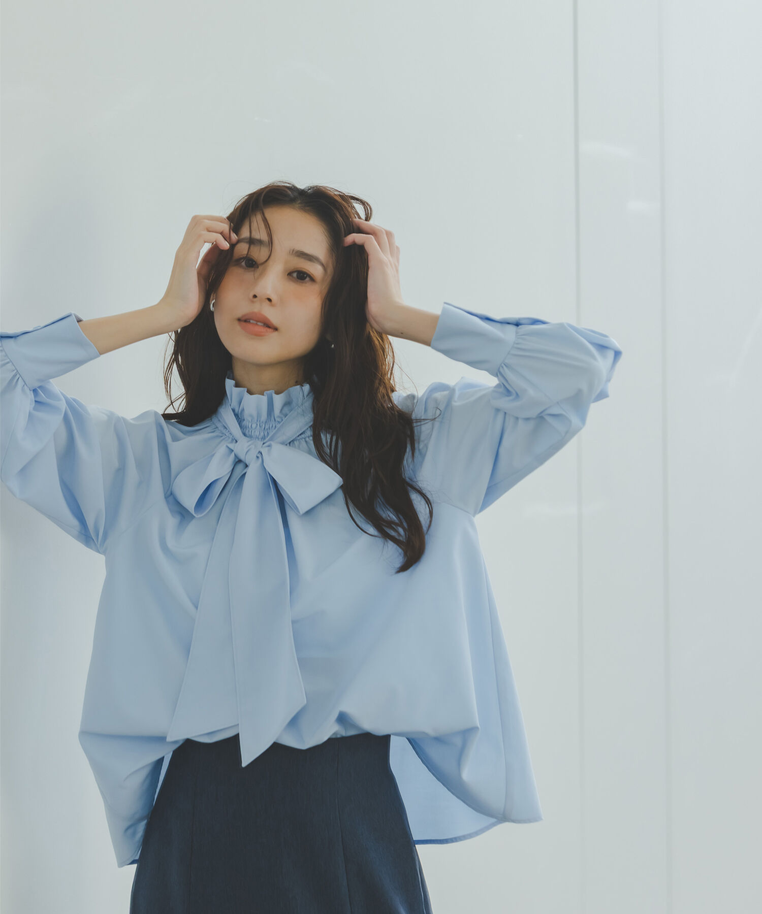  「ハイネックリボンボウブラウス」|シャツ・ブラウス|