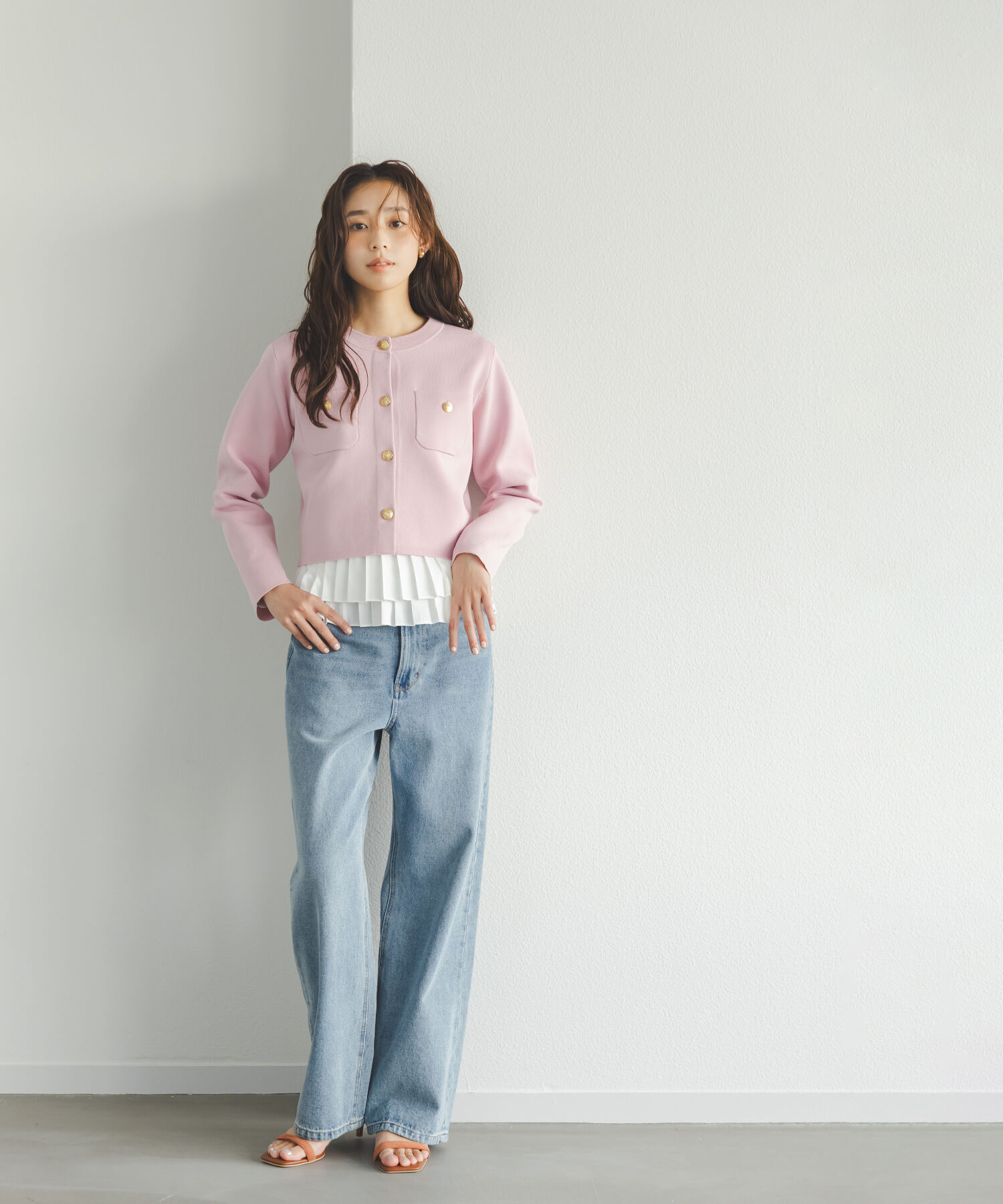  「ワイドストレートデニムパンツ」|その他|ブルー