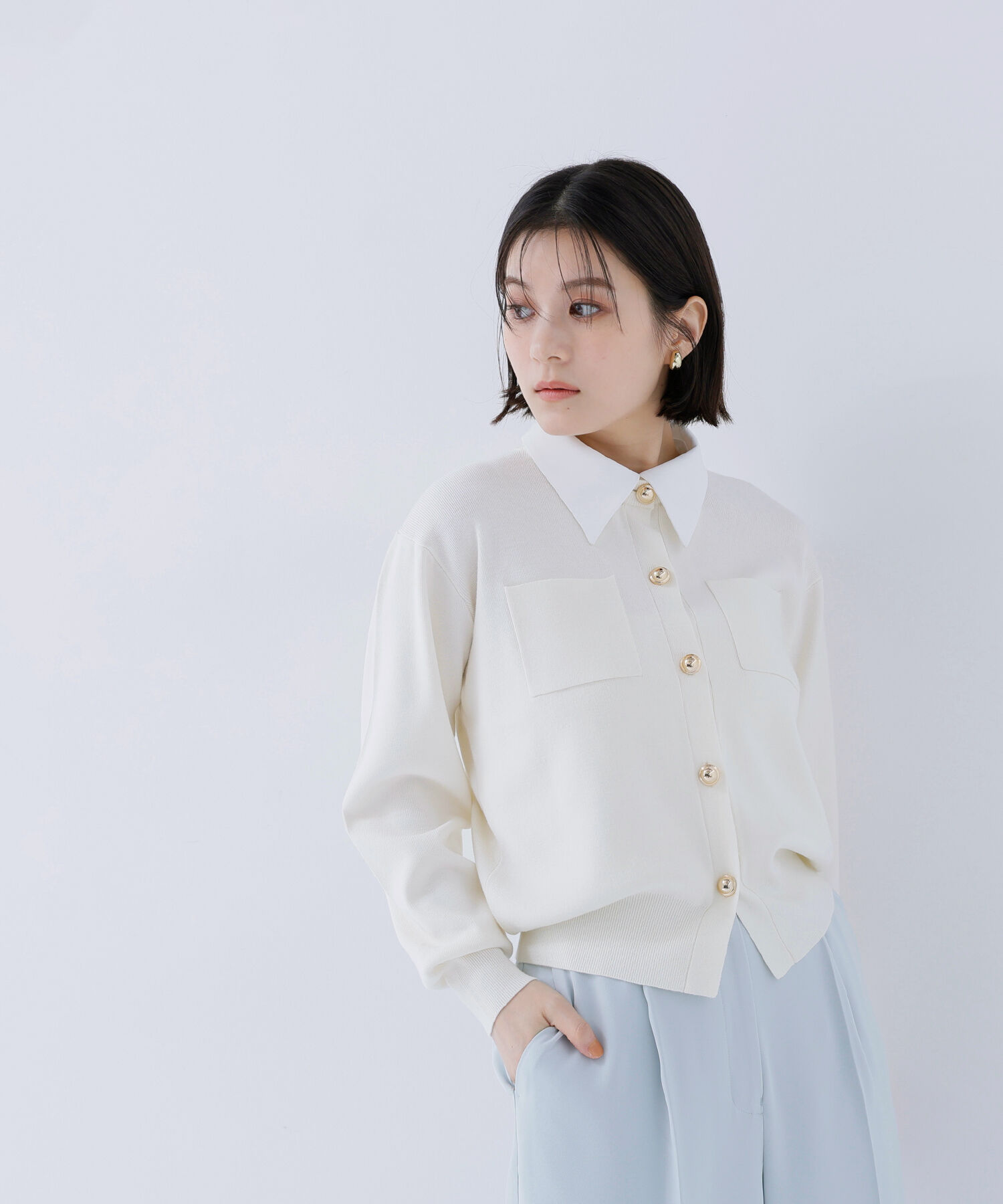  「2wayカラーニットカーディガン」|ニット・セーター|