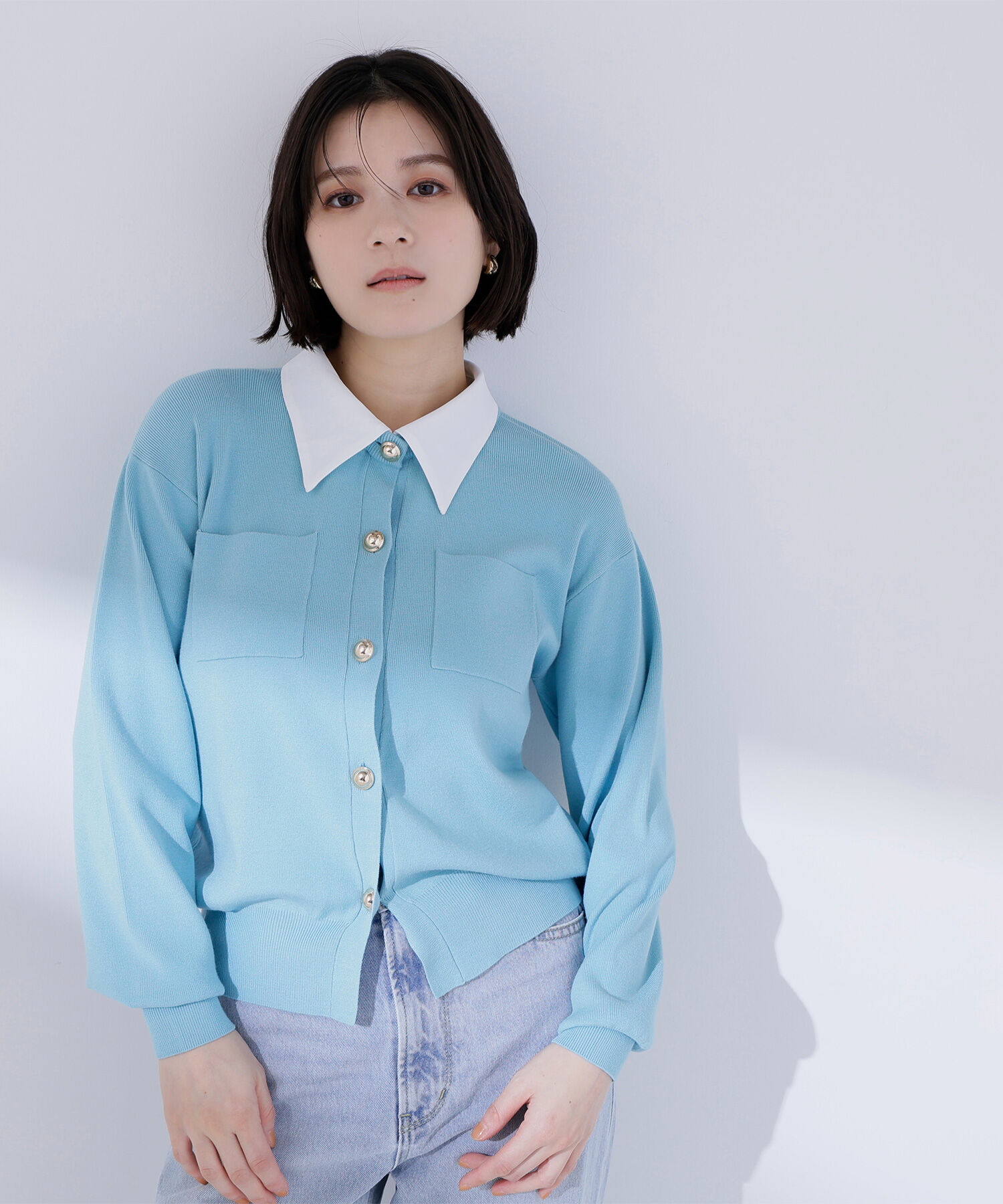  「2wayカラーニットカーディガン」|ニット・セーター|