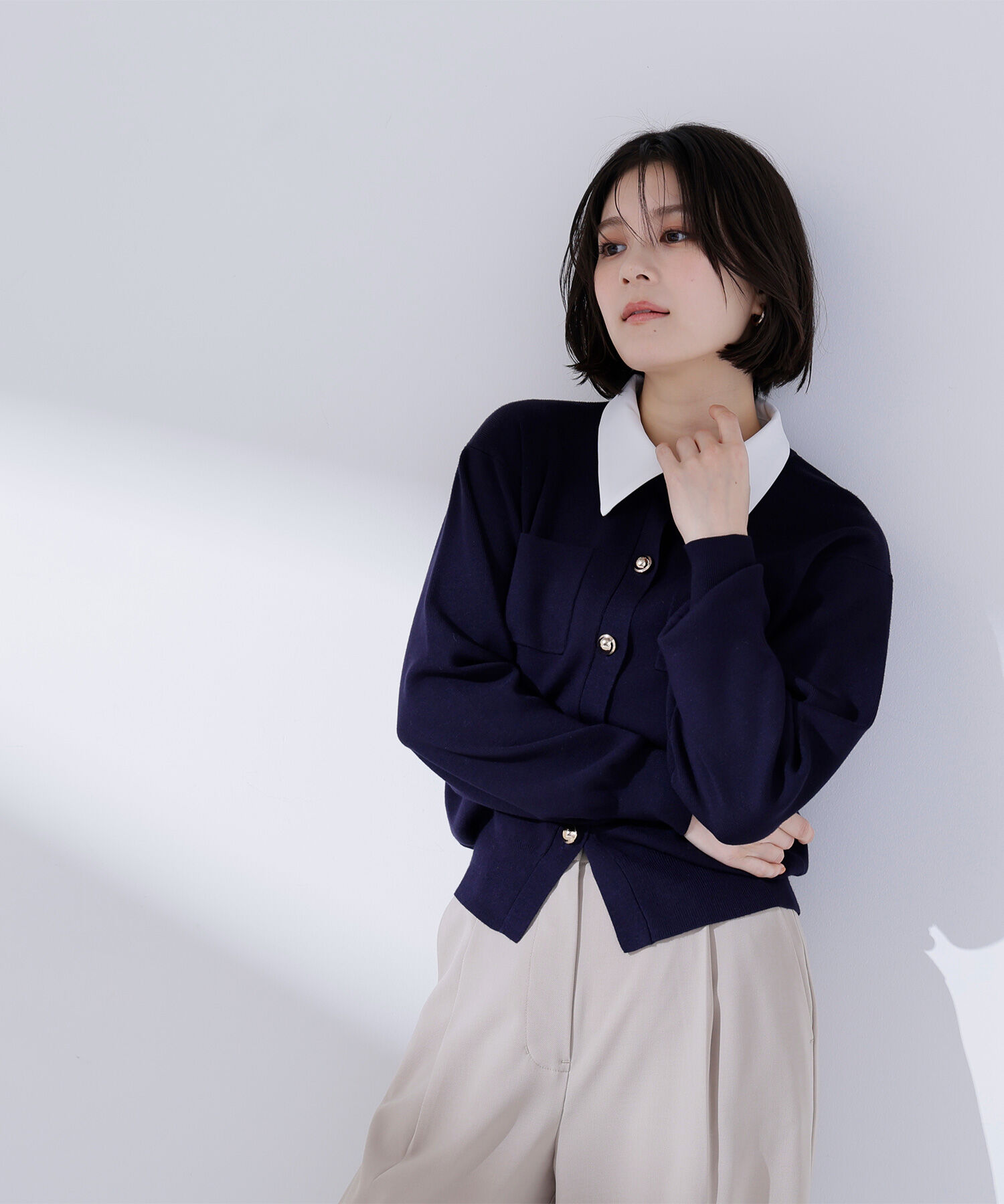  「2wayカラーニットカーディガン」|ニット・セーター|