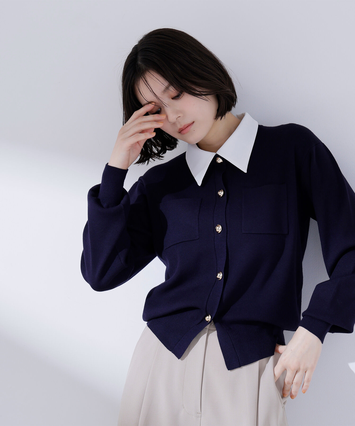  「2wayカラーニットカーディガン」|ニット・セーター|