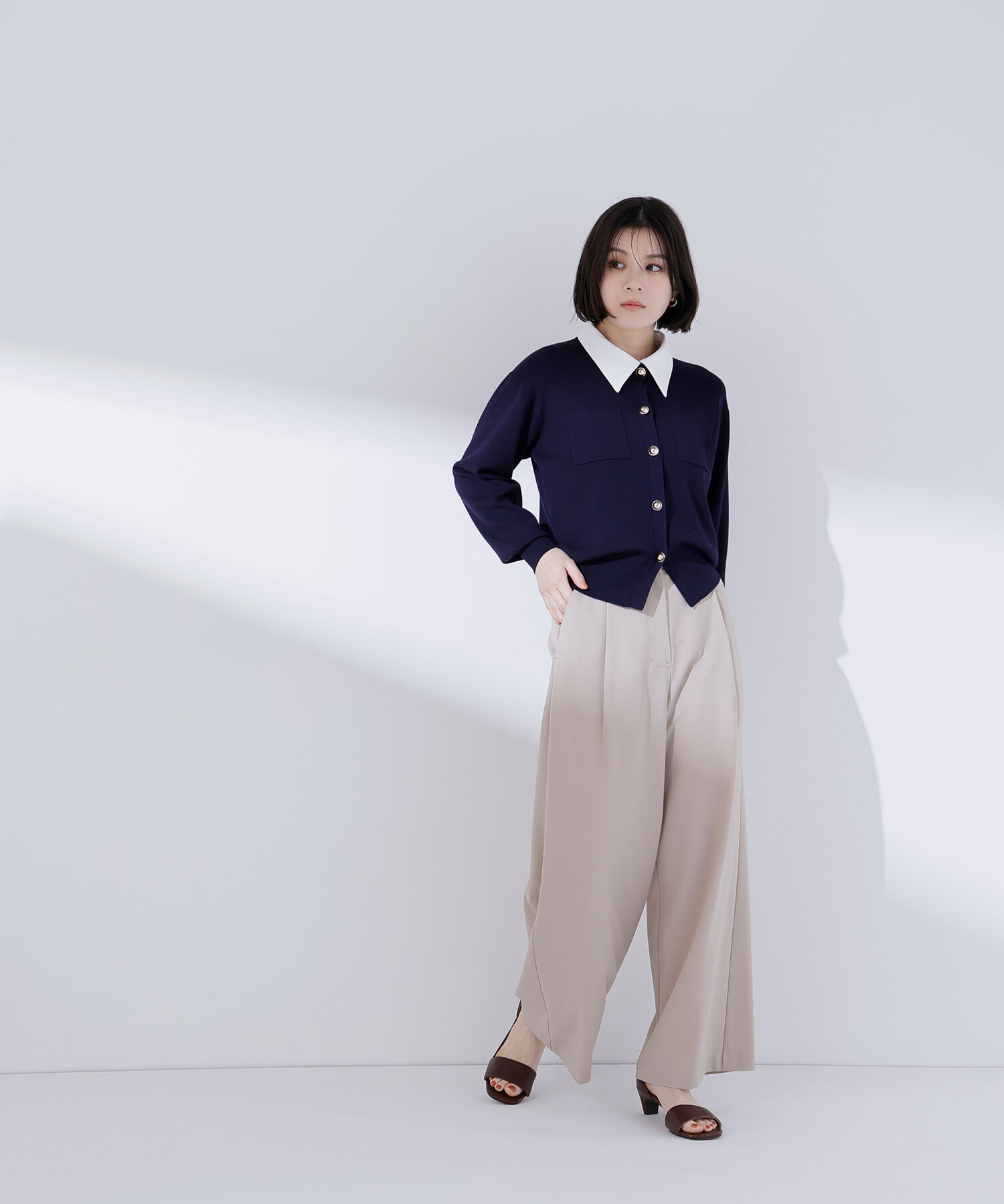  「2wayカラーニットカーディガン」|ニット・セーター|