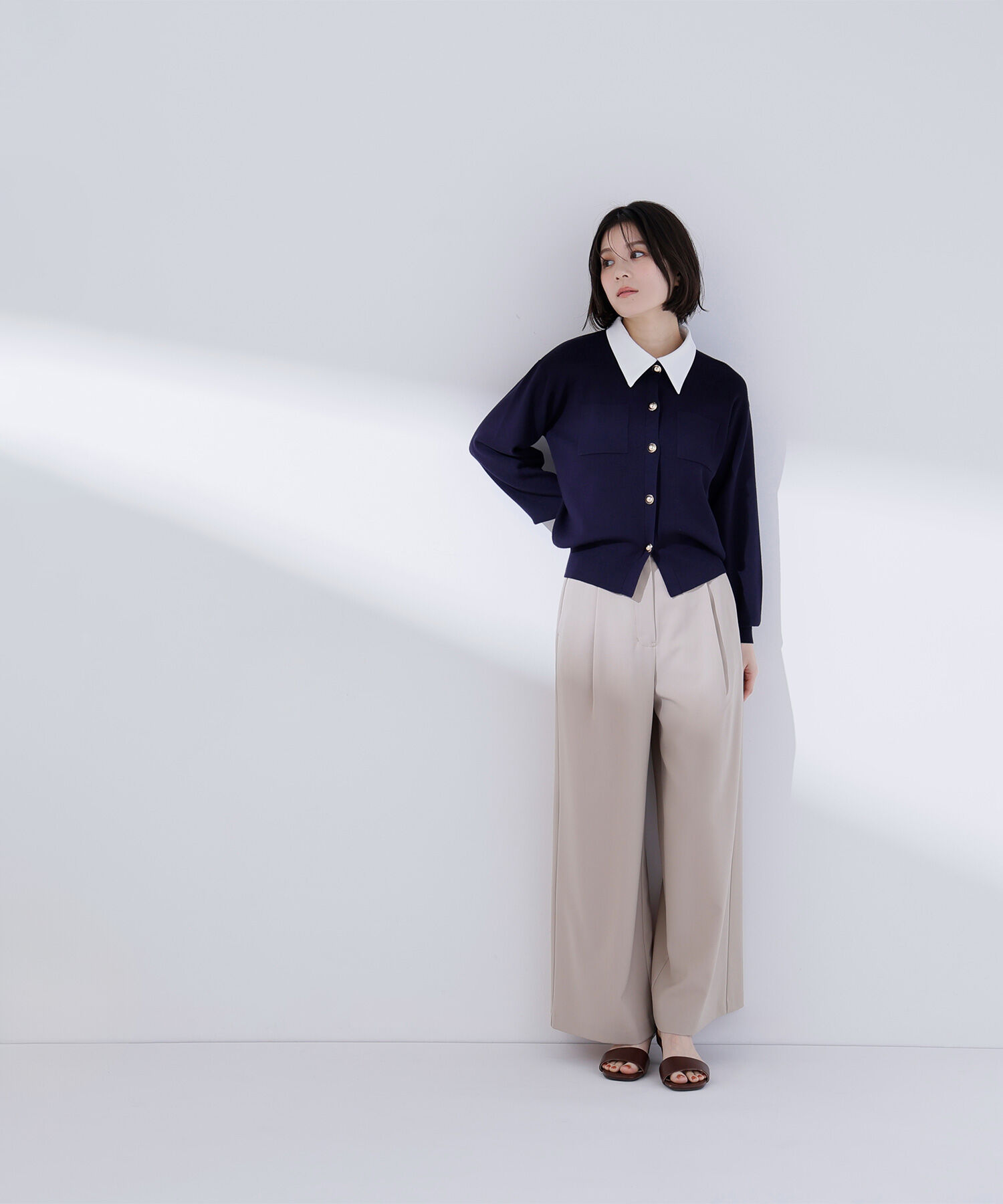  「2wayカラーニットカーディガン」|ニット・セーター|