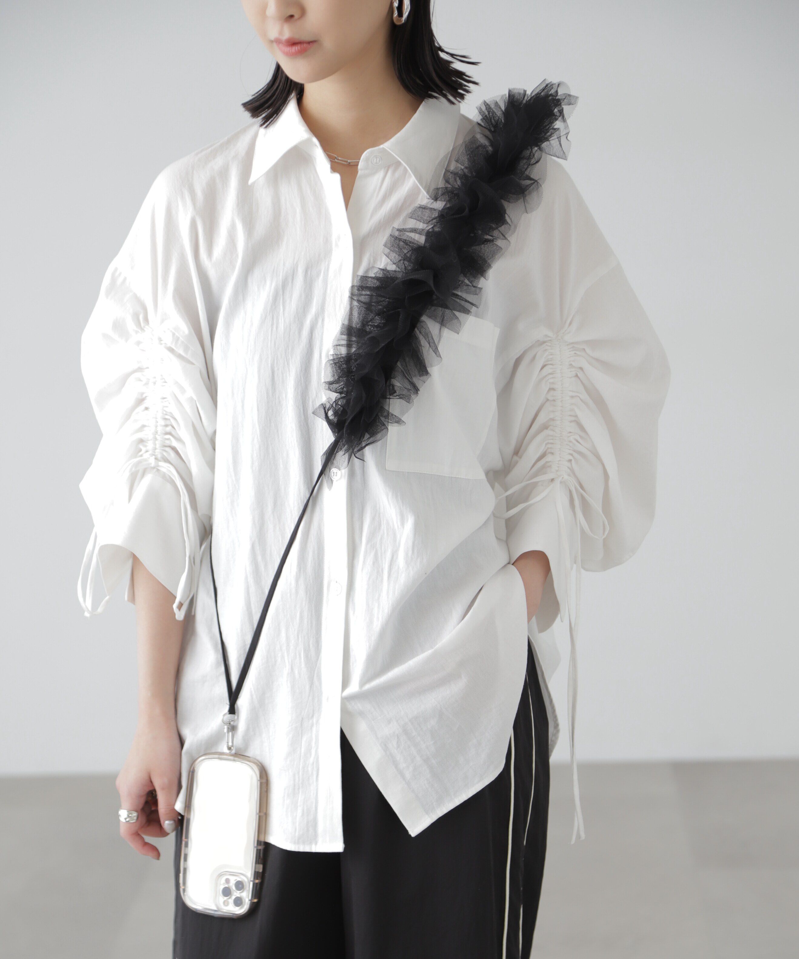  「ショルダーチュールストラップ」|ハンカチ|ブラック