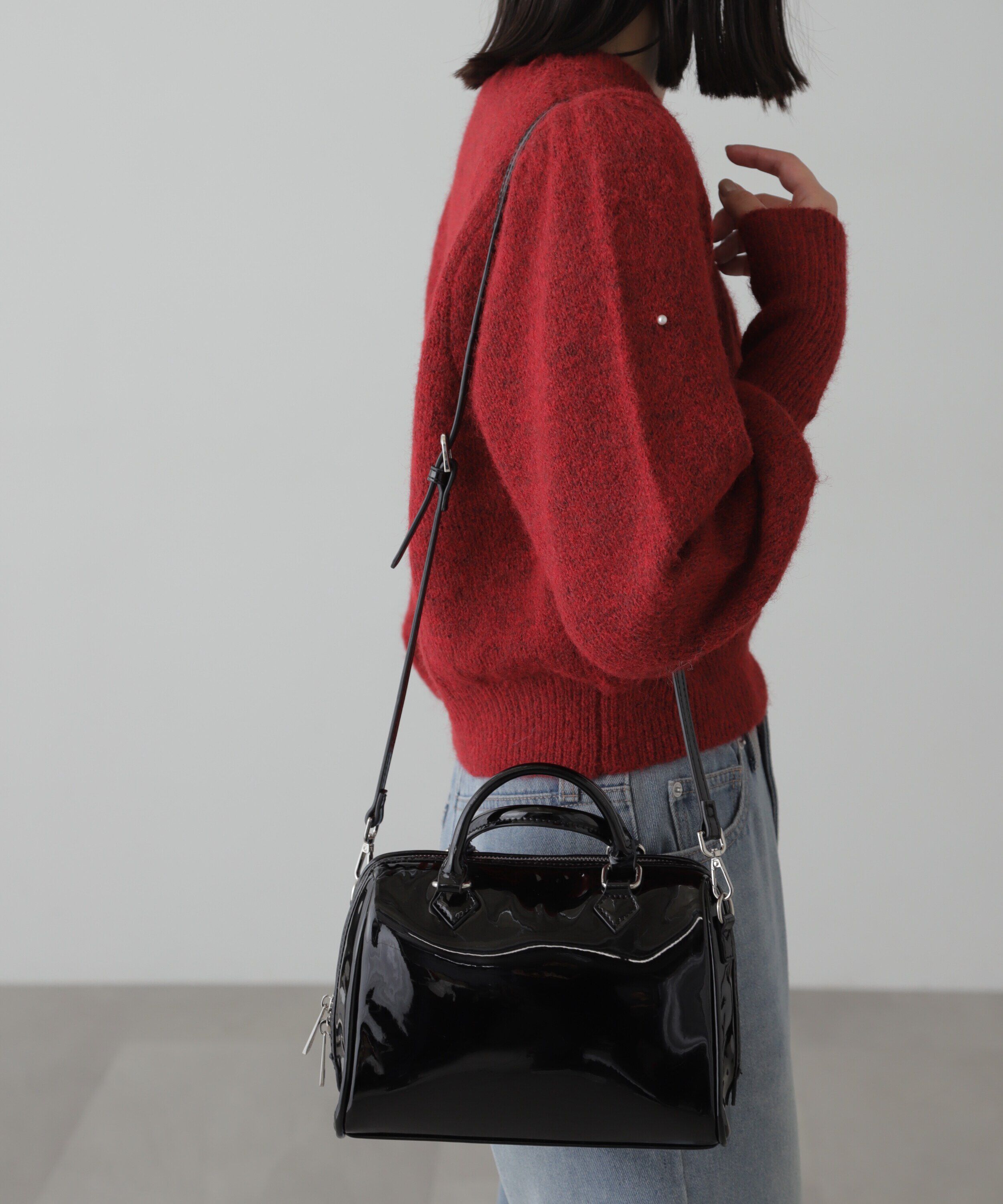  「エナメルミニボストンバッグ」|その他|ブラック