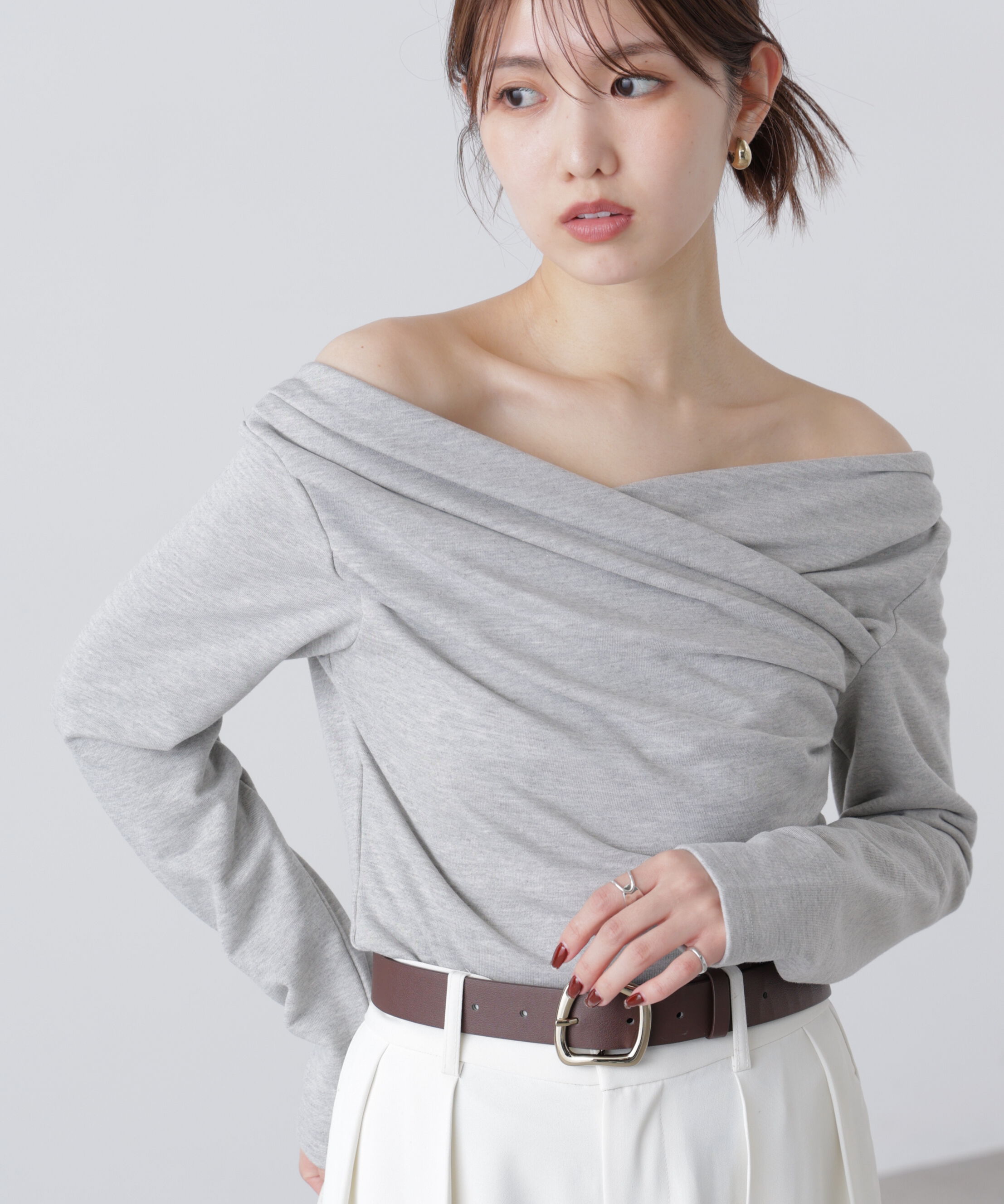  「オフショルミニ裏毛カットソー」|Tシャツ・カットソー|