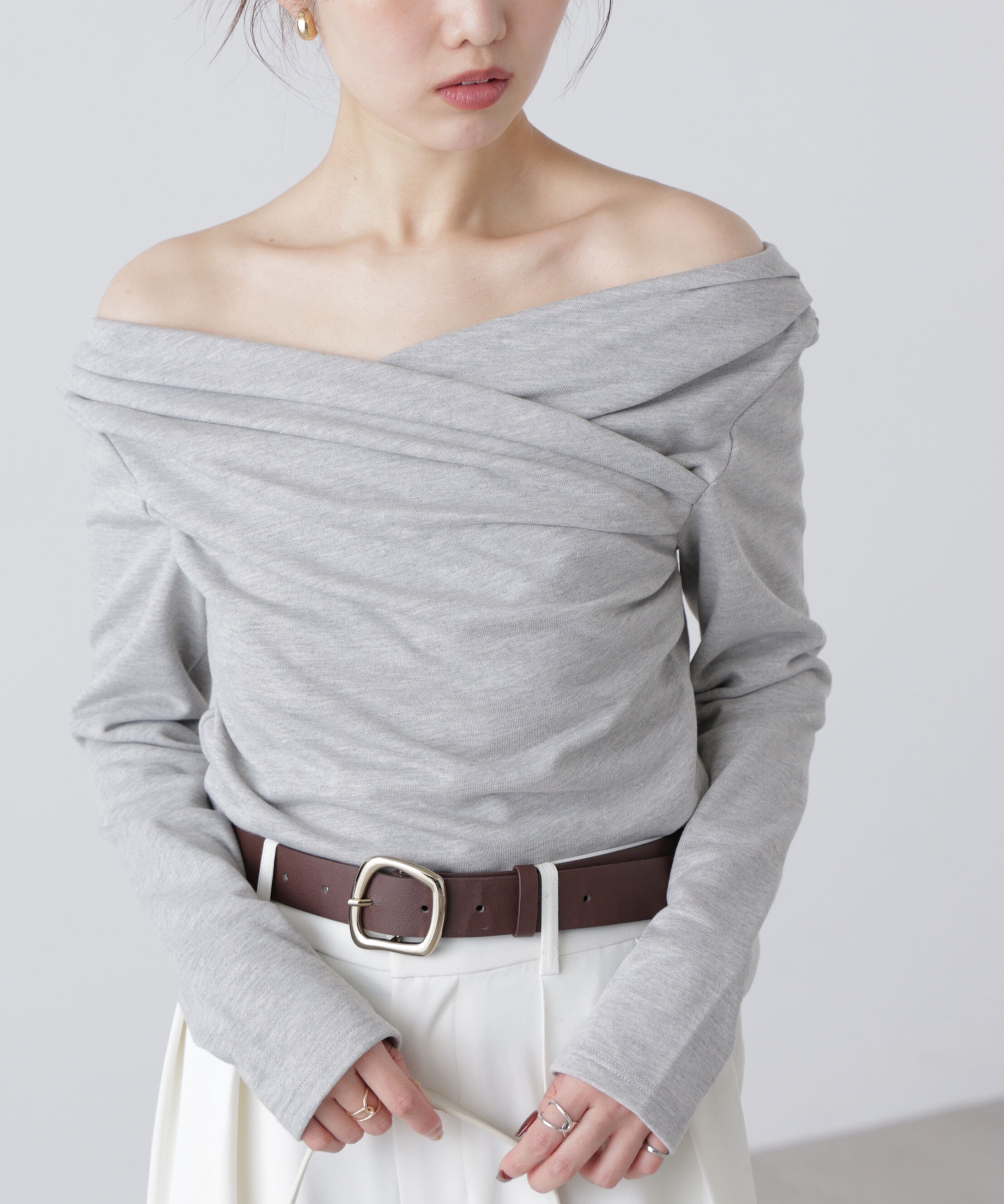  「オフショルミニ裏毛カットソー」|Tシャツ・カットソー|