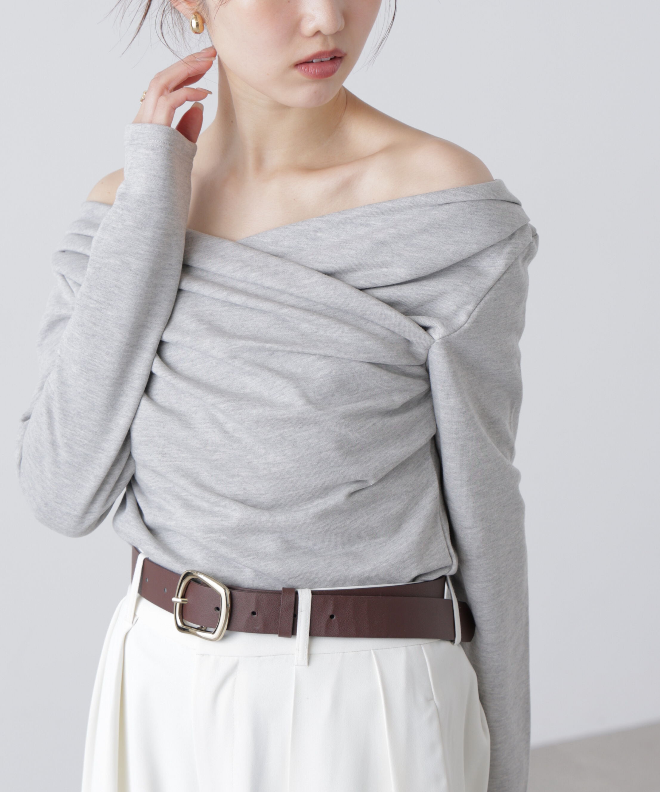  「オフショルミニ裏毛カットソー」|Tシャツ・カットソー|