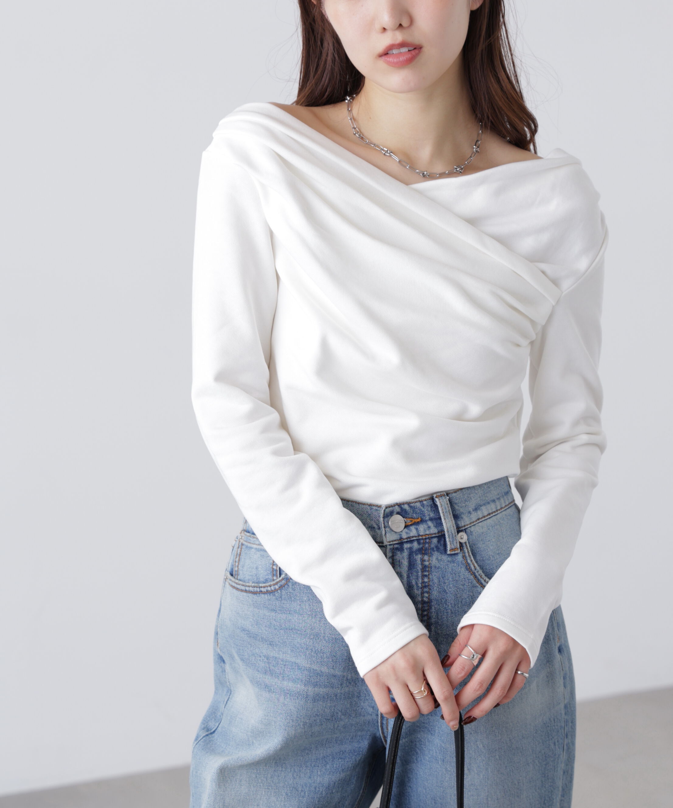  「オフショルミニ裏毛カットソー」|Tシャツ・カットソー|