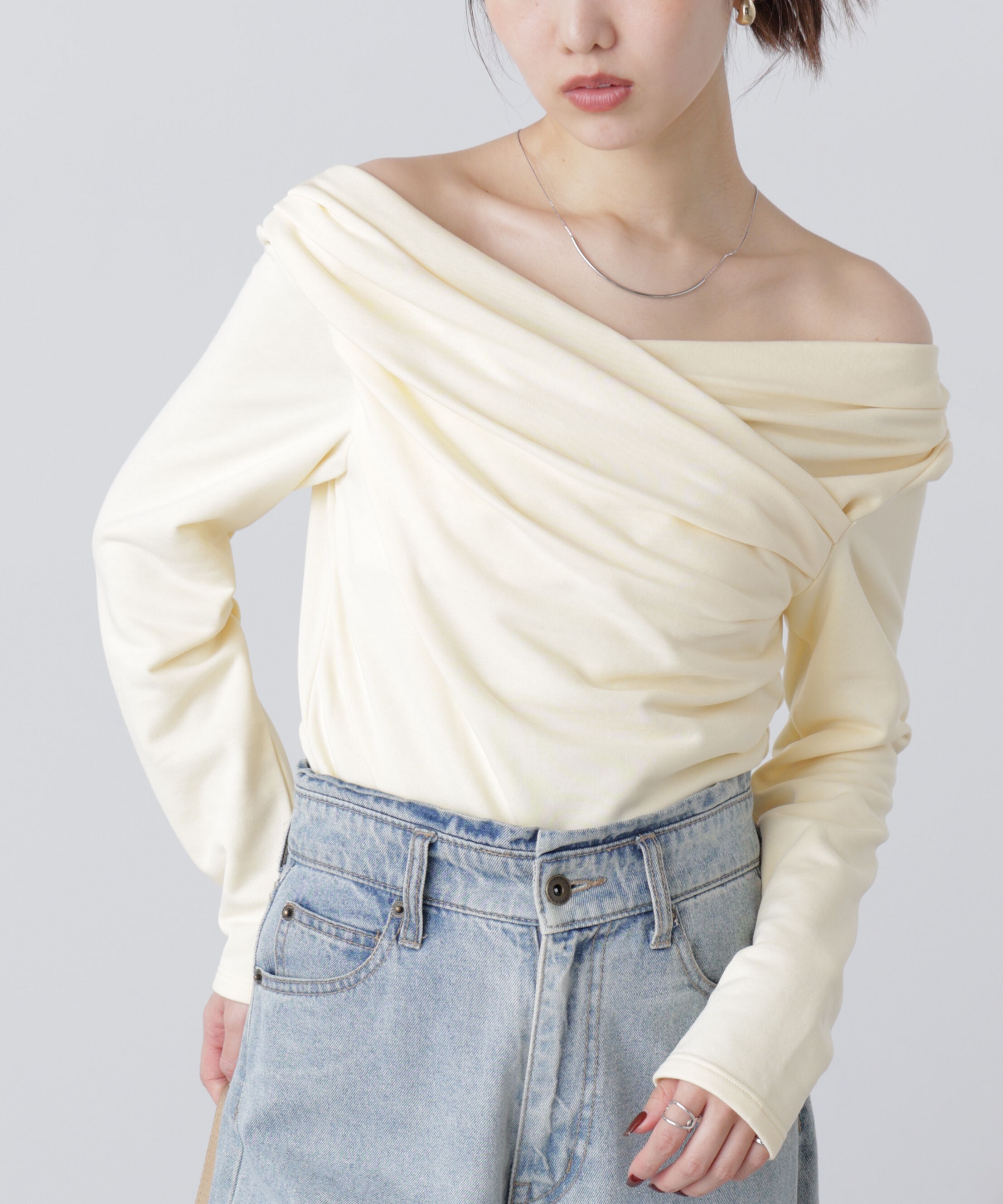  「オフショルミニ裏毛カットソー」|Tシャツ・カットソー|