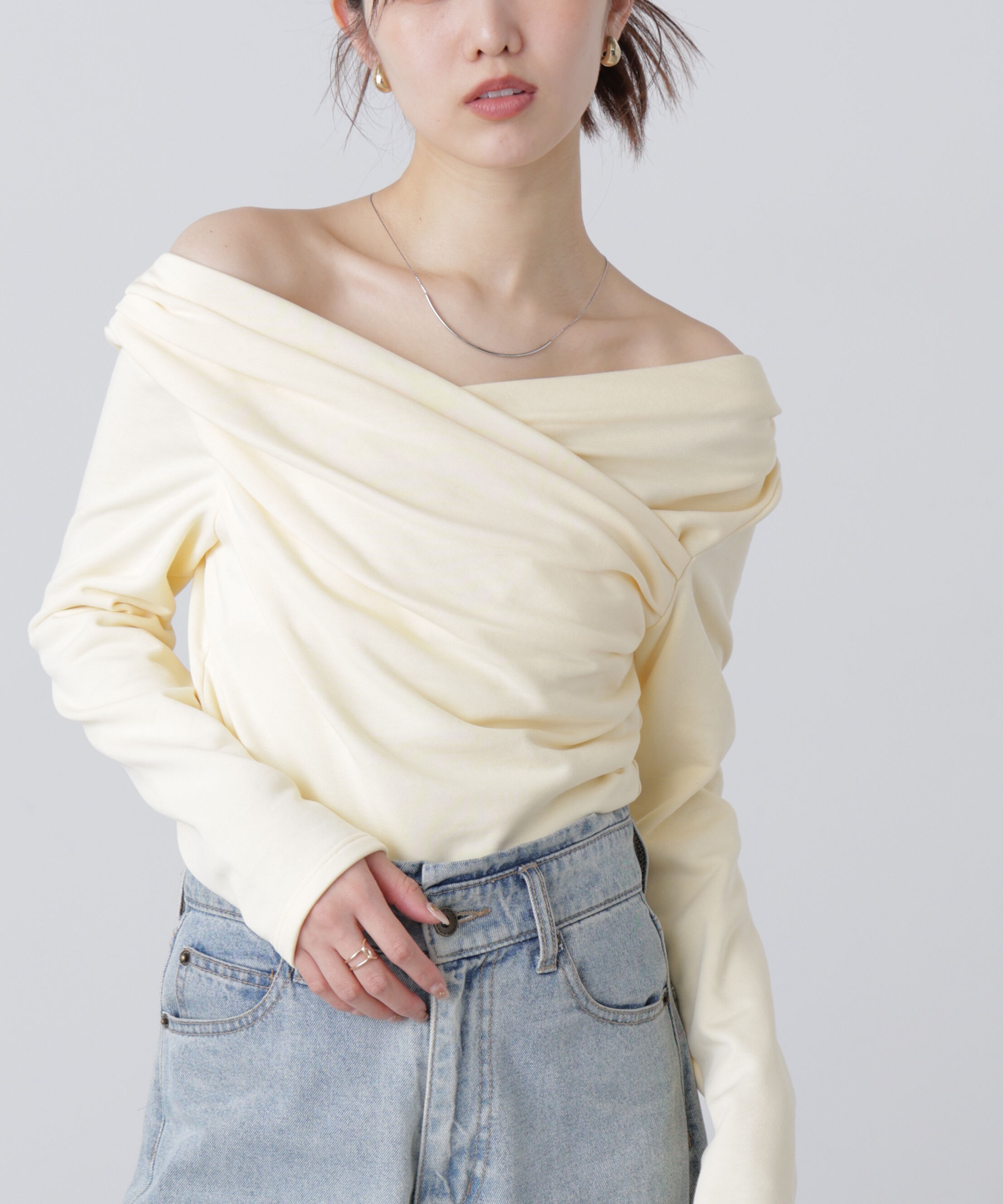  「オフショルミニ裏毛カットソー」|Tシャツ・カットソー|