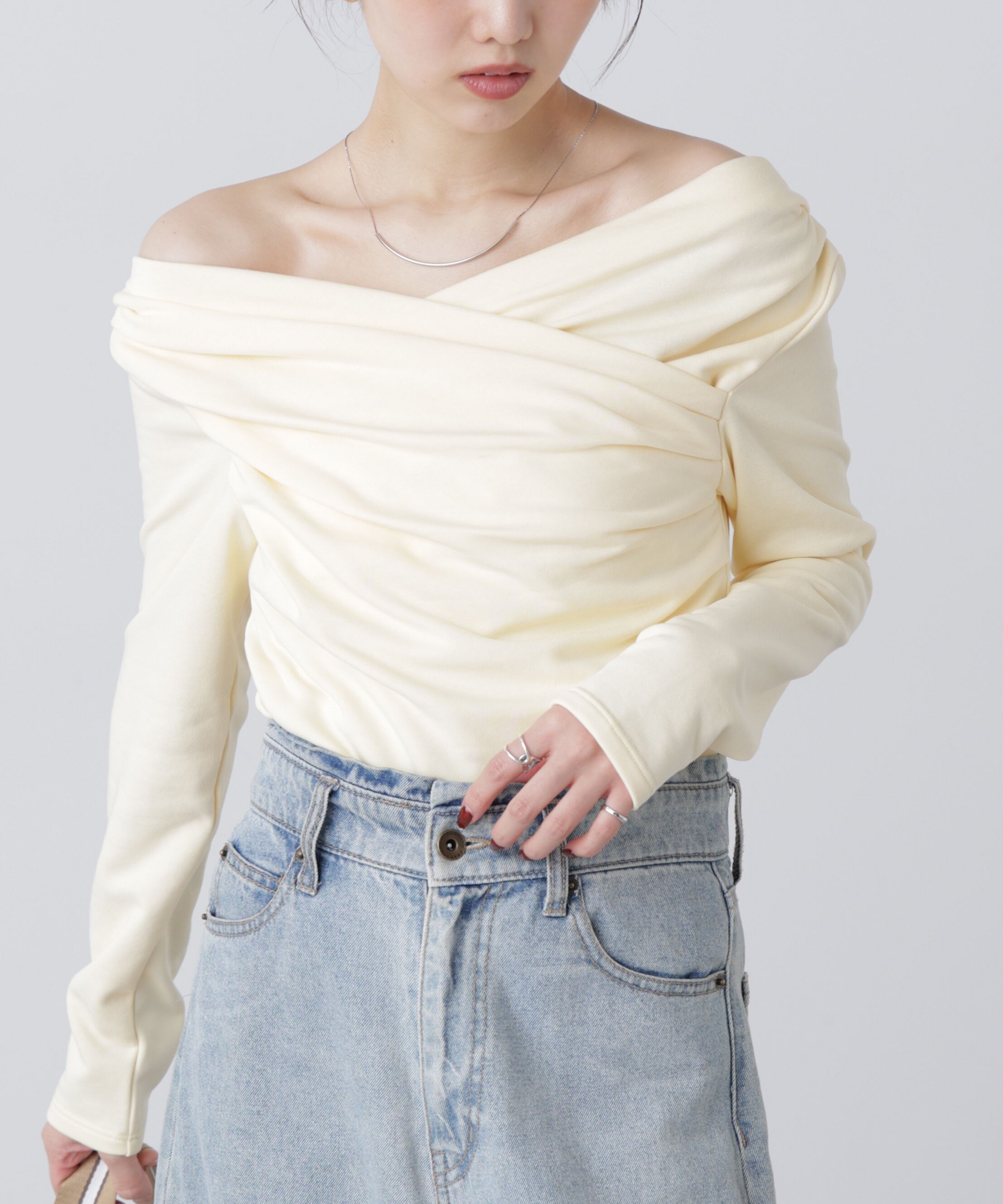  「オフショルミニ裏毛カットソー」|Tシャツ・カットソー|