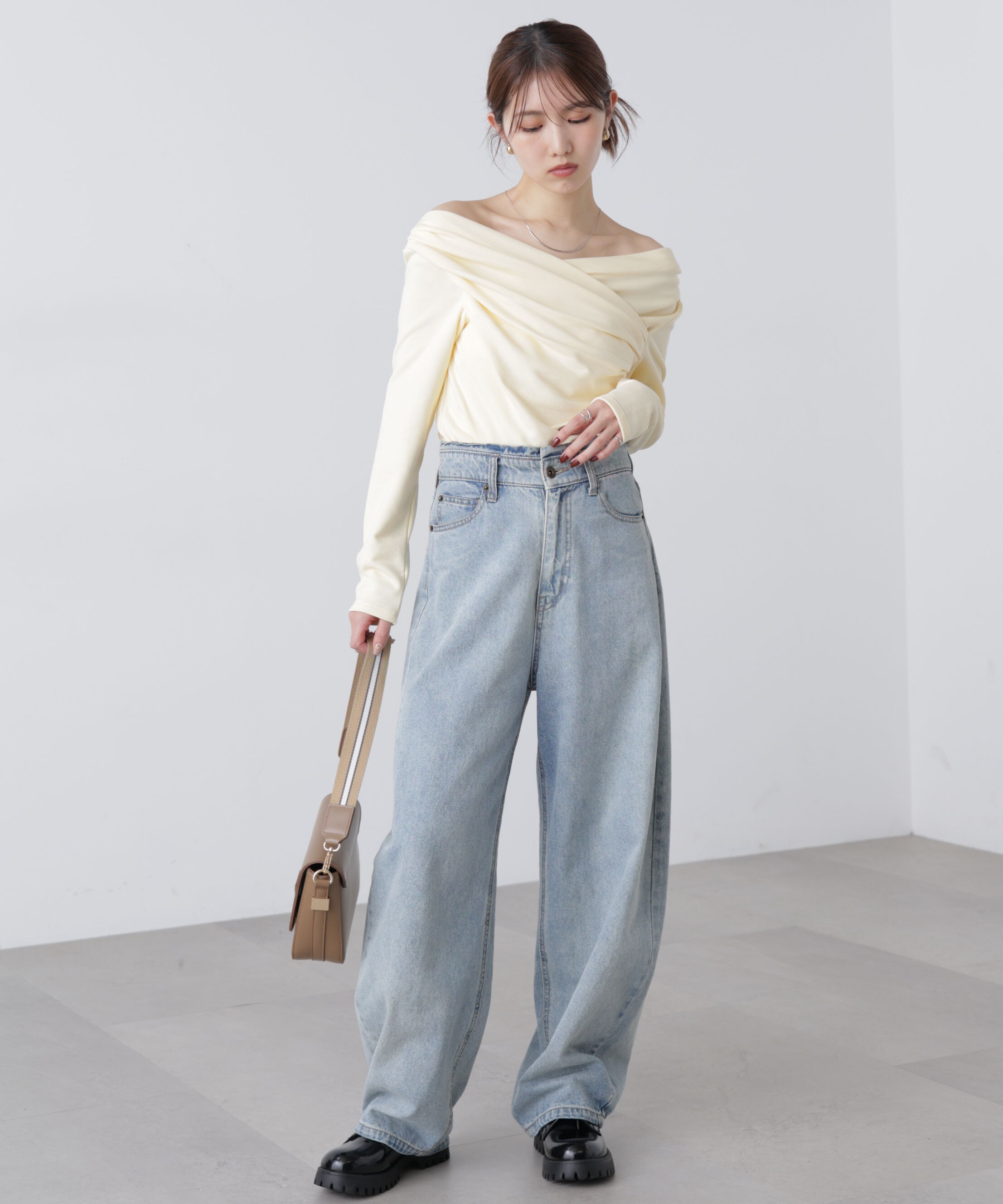  「オフショルミニ裏毛カットソー」|Tシャツ・カットソー|