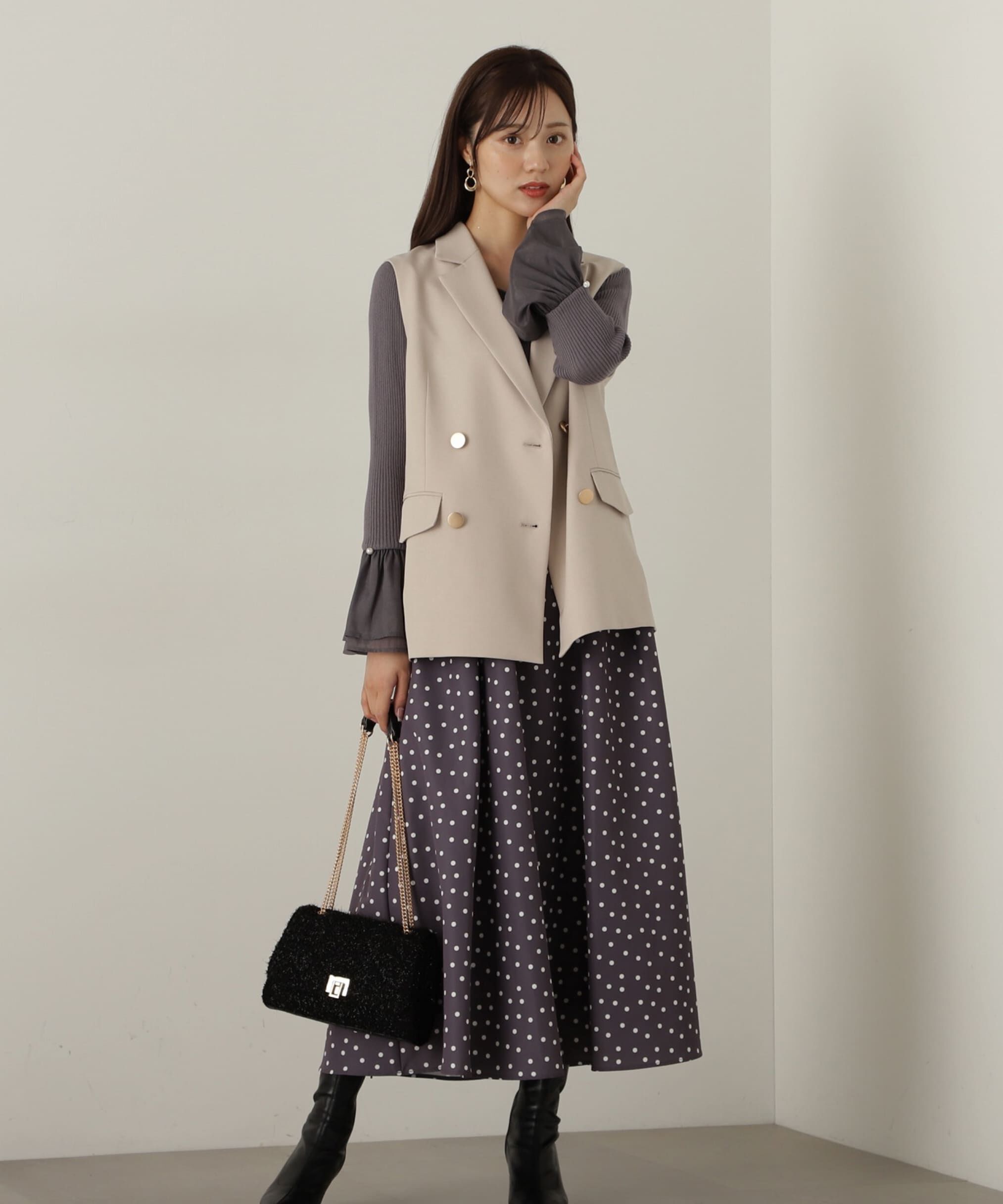 PROPORTION BODY DRESSING「ランダムドットタックフレアスカート24AW」|スカート|