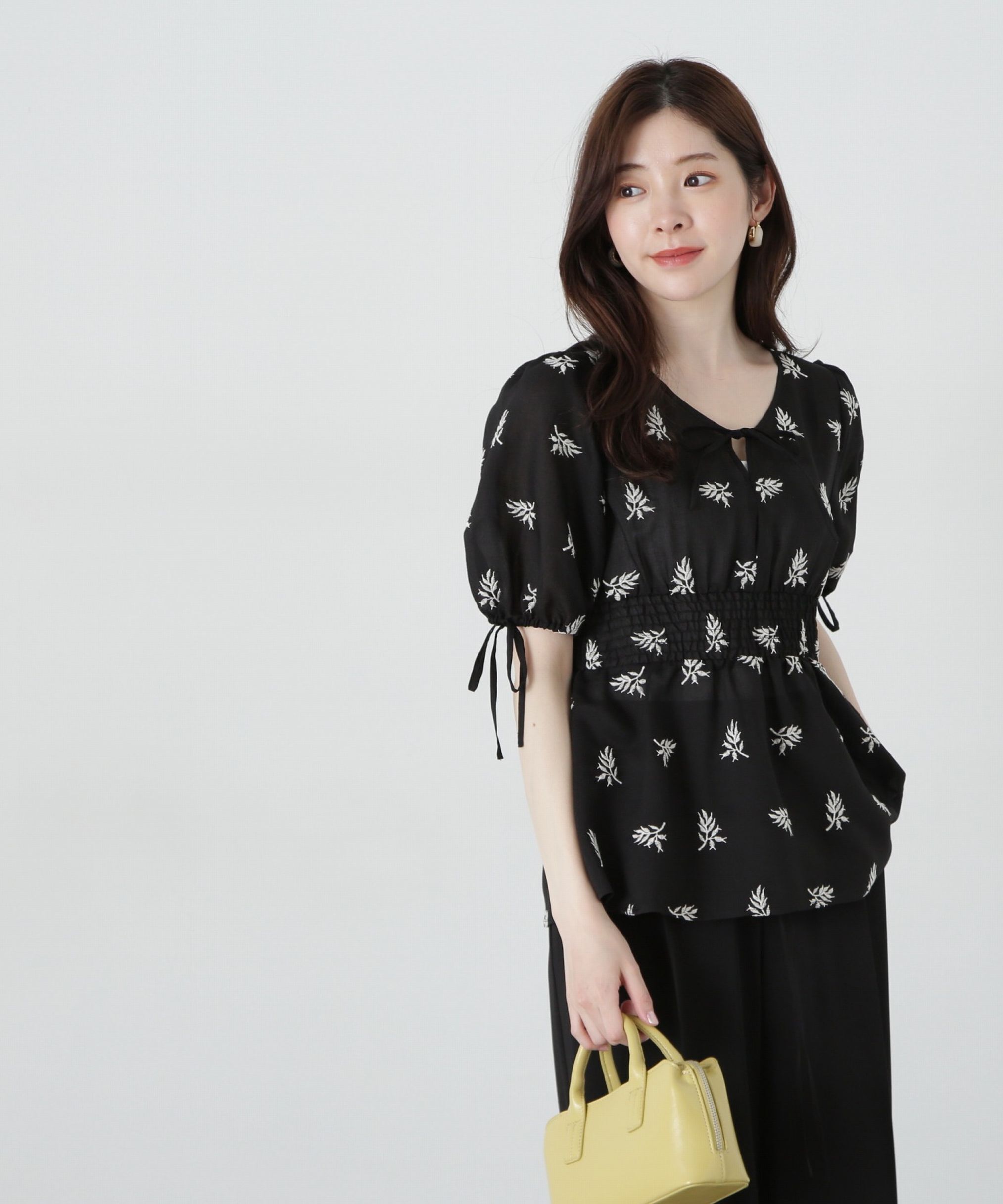PROPORTION BODY DRESSING「花柄刺繍ブラウス」|シャツ・ブラウス|ブラック