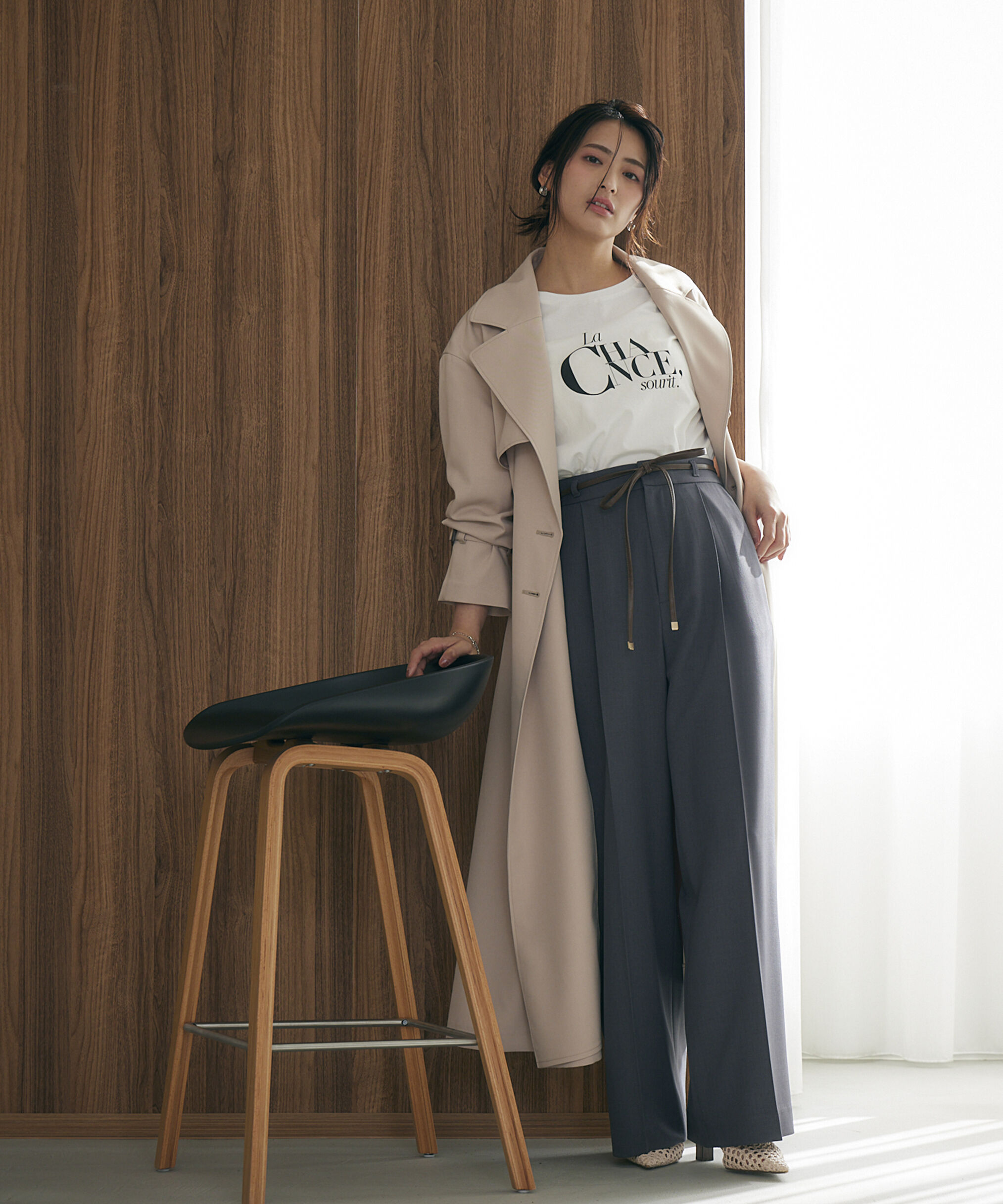 PROPORTION BODY DRESSING「合皮ベルト付きワイドパンツ」|その他|チャコール2